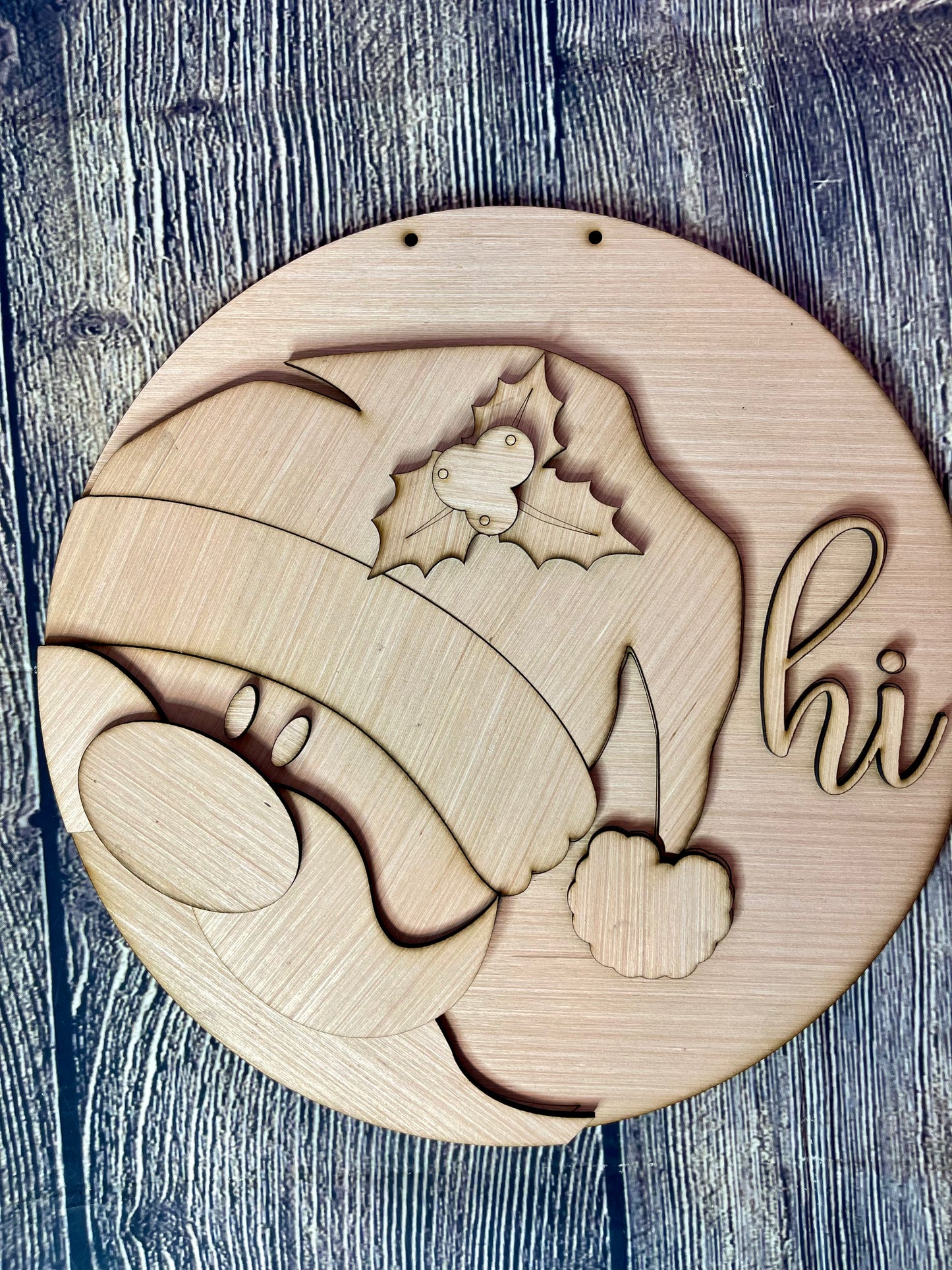 Santa Hi Round Door Hanger Blank