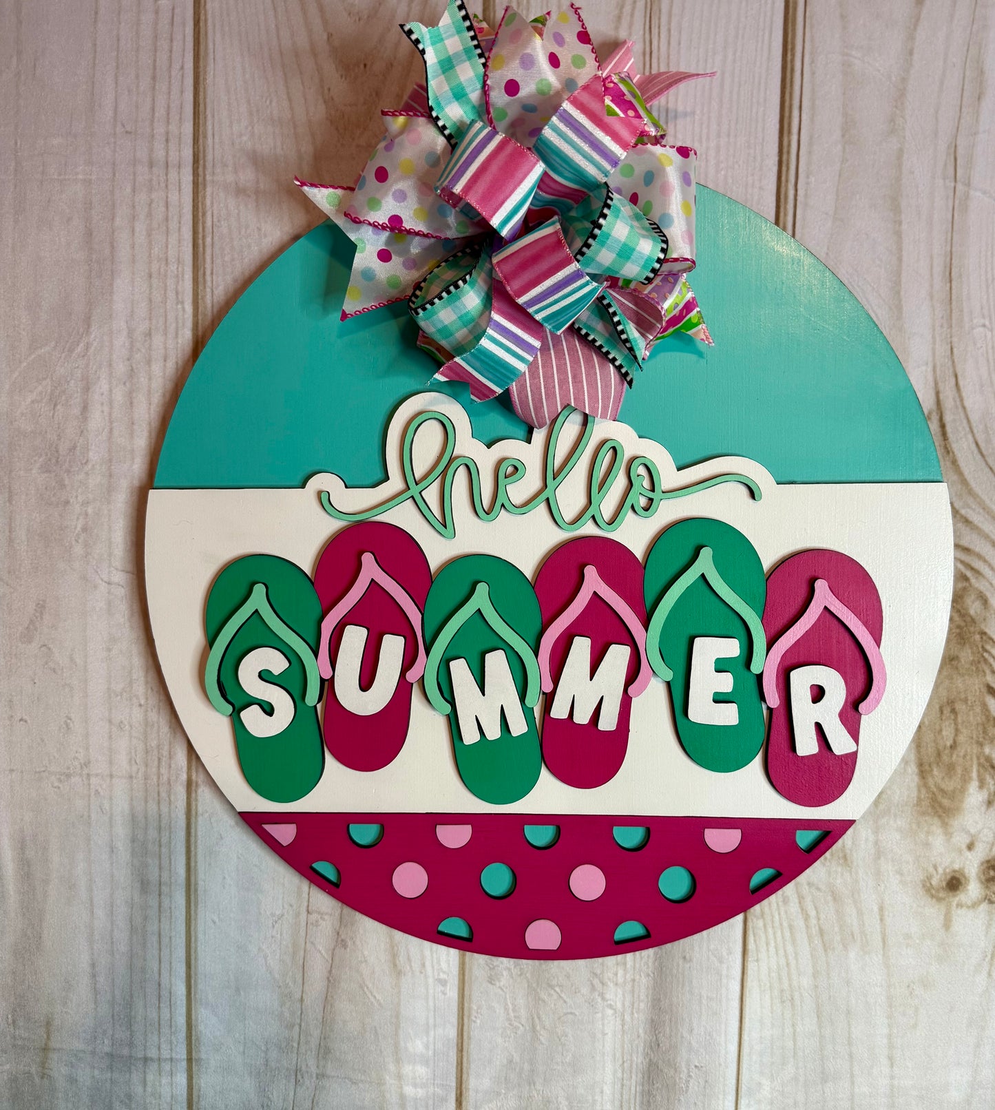 Hello Summer Flip Flops Wood Summer Door Hanger