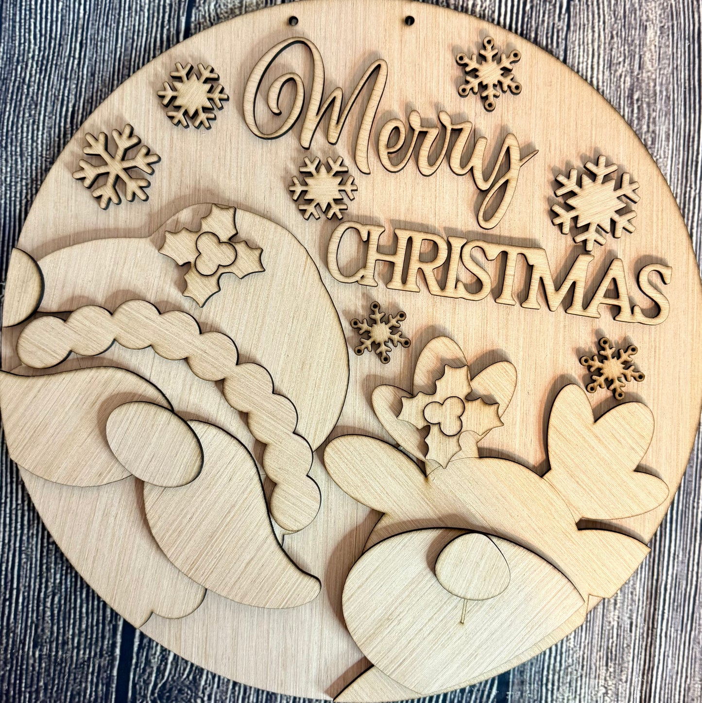 Merry Christmas Santa Reindeer Wood Door Hanger Blank