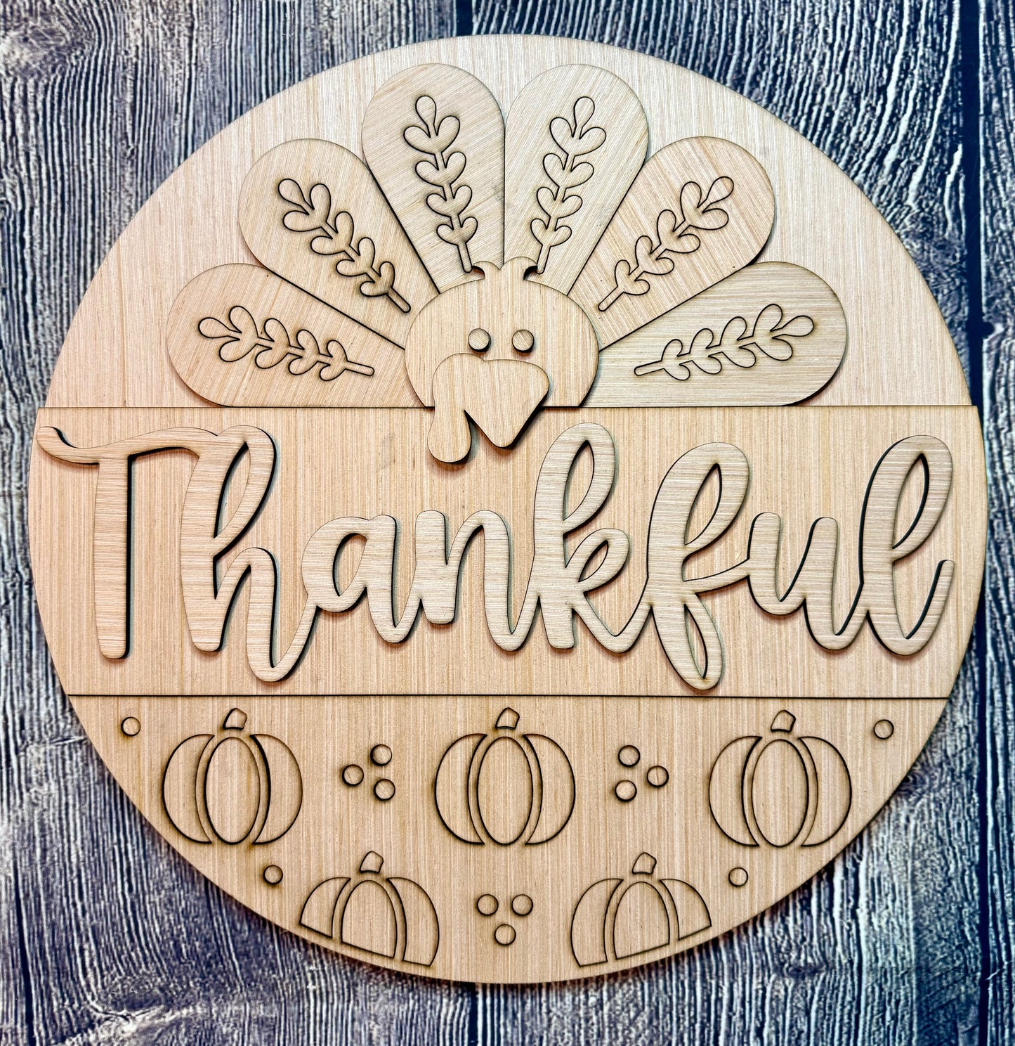 Thankful Turkey Wood Door Hanger Blank