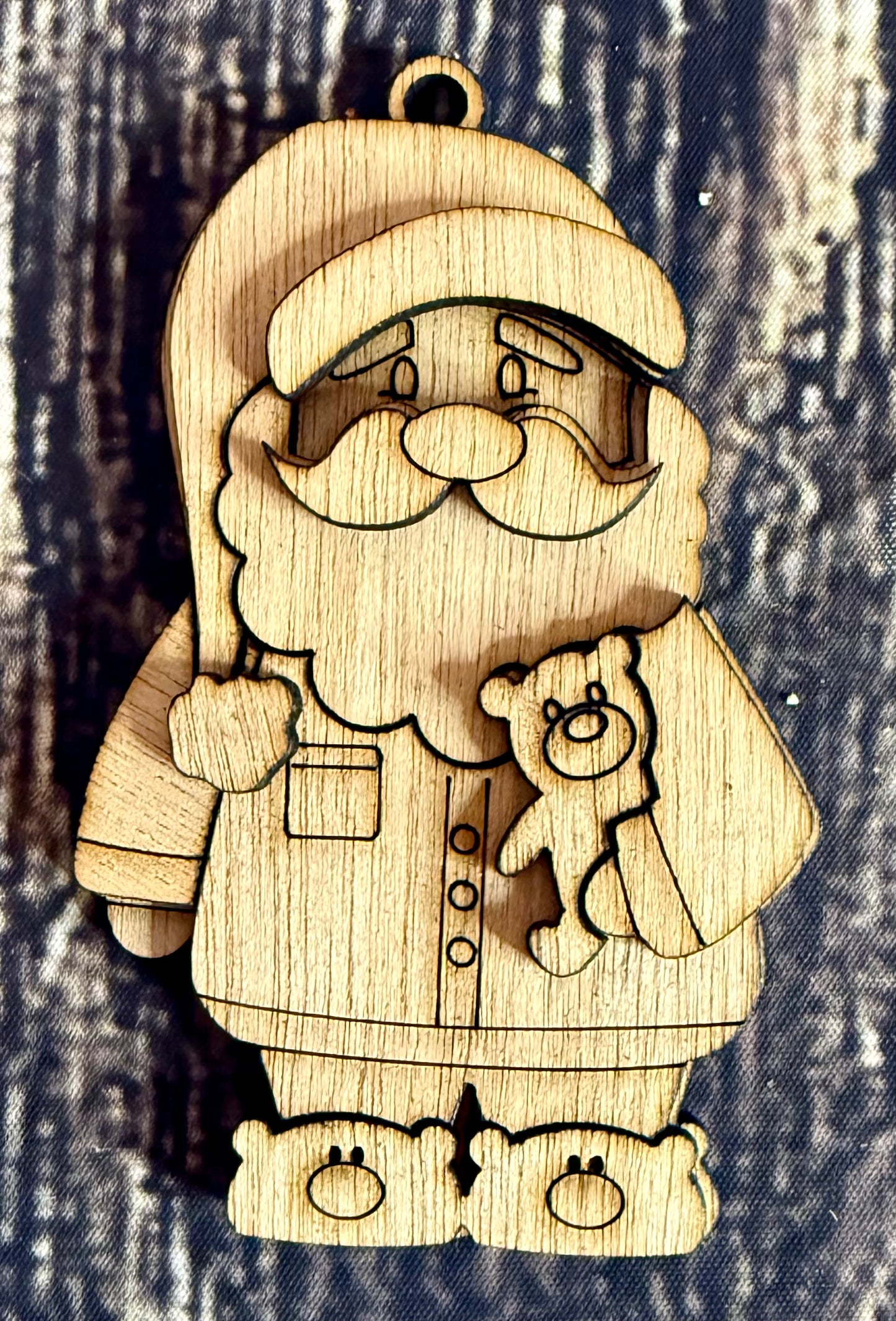 Santa in Pajamas Unfinished Wood Christmas Ornament