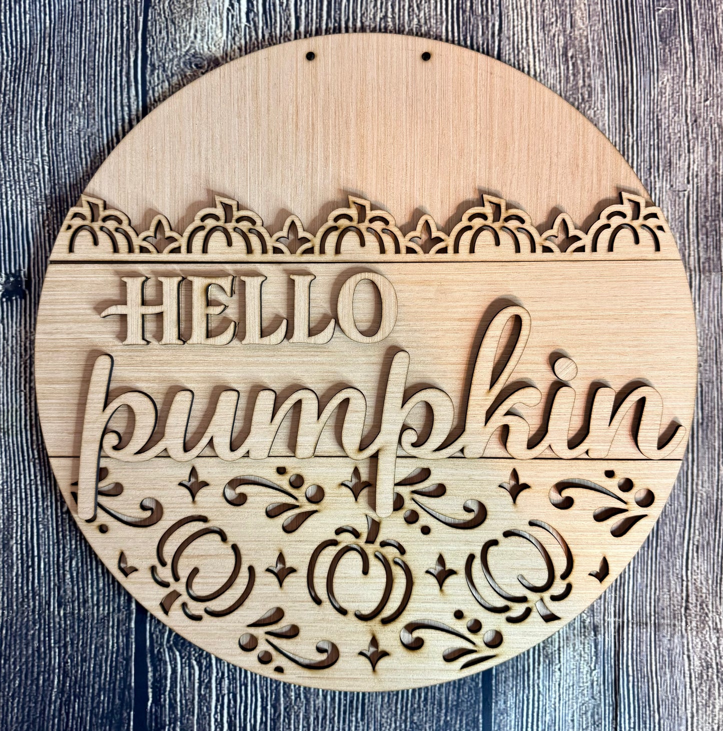 Hello Pumpkin Elegant Design Fall Wood Door Hanger Blank