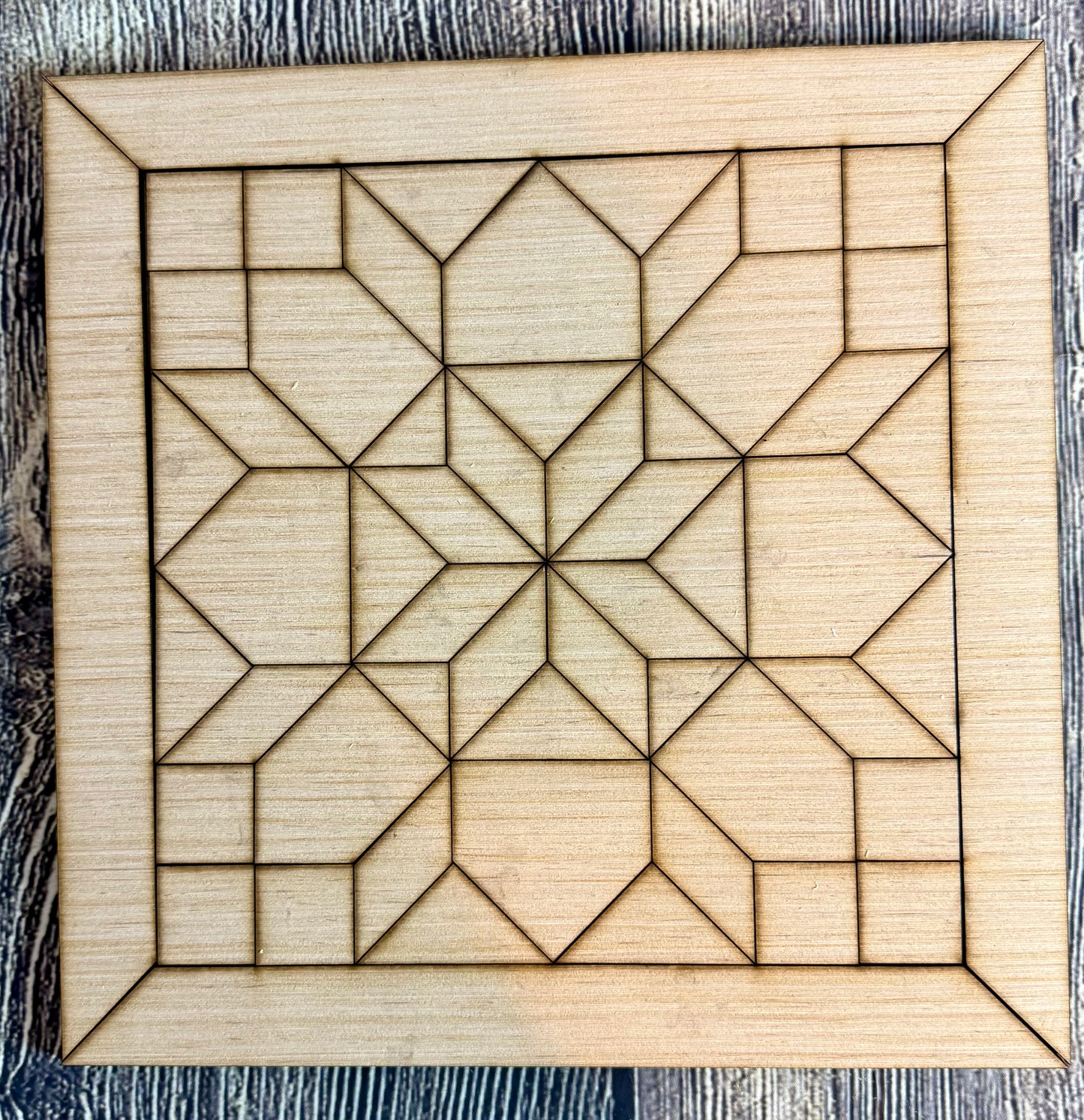 Grandmas Star Wood Barn Quilt Block Unfinished