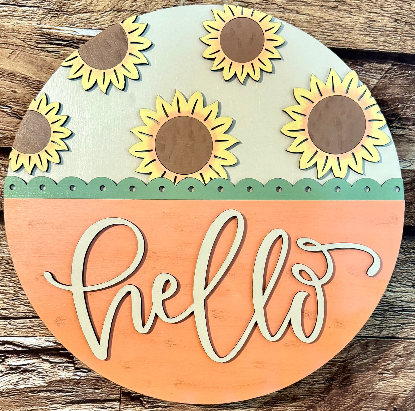 Sunflower Hello Summer Fall Door Hanger