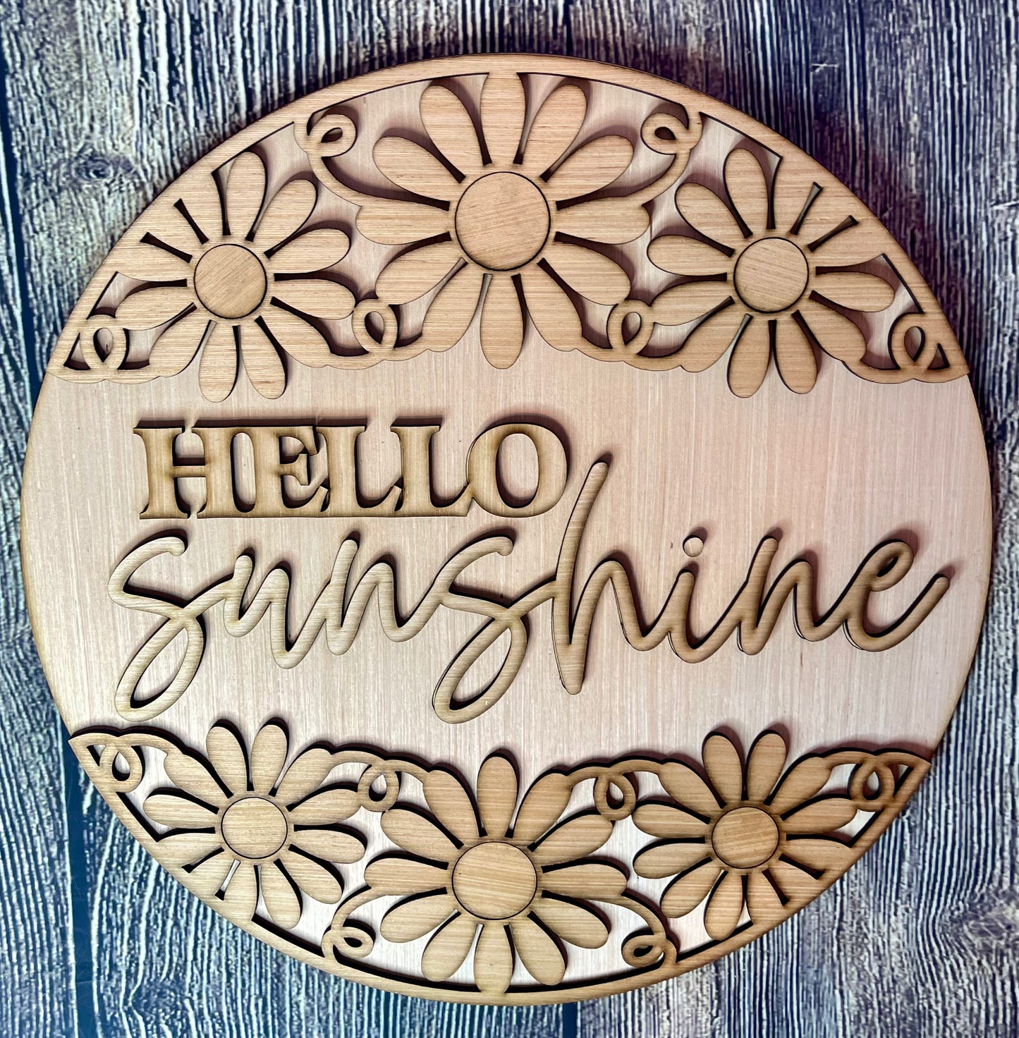 Hello Sunshine Daisy Wood Door Hanger Blank