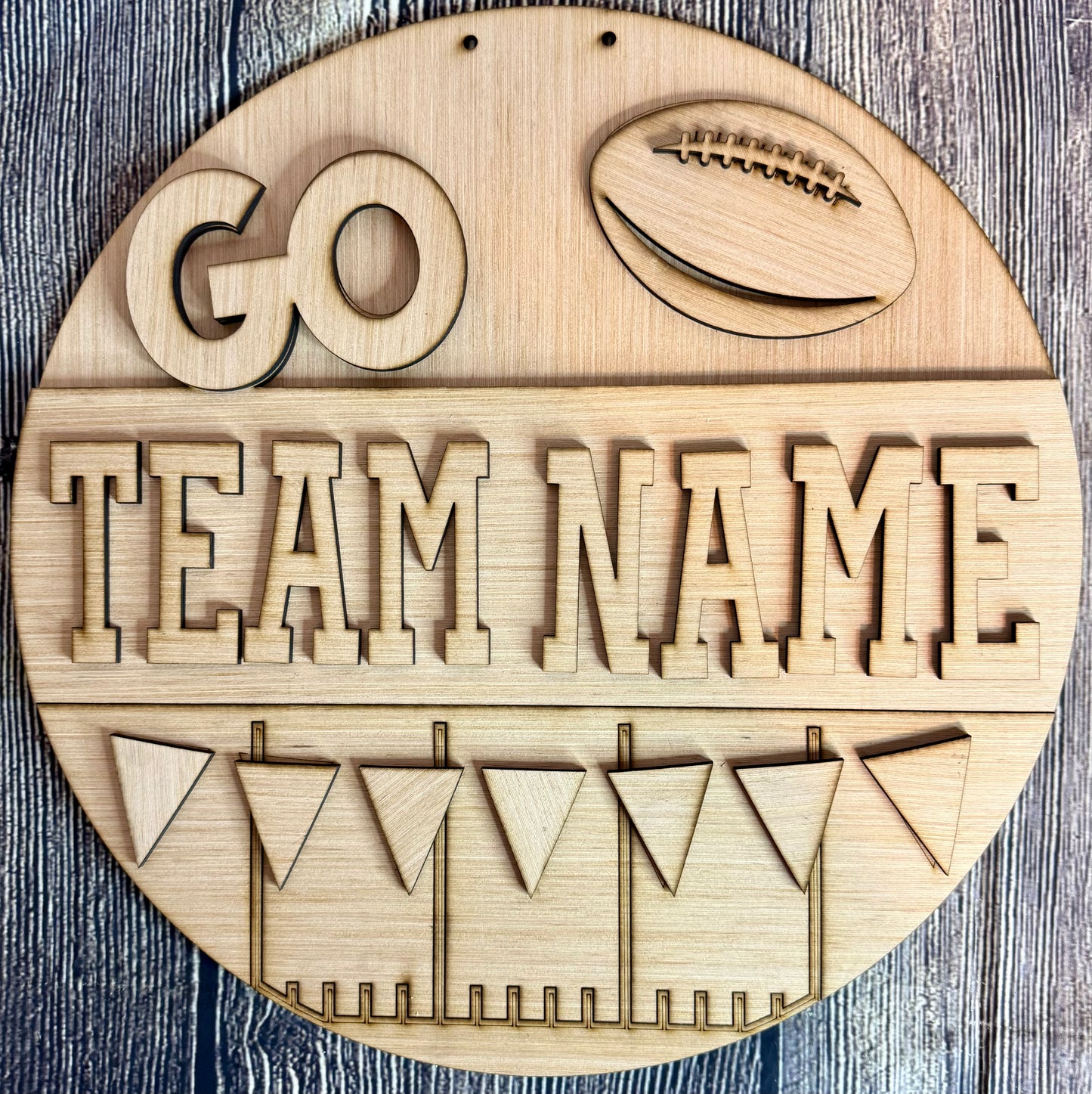 Go Football Team Fall Wood Door Hanger Blank