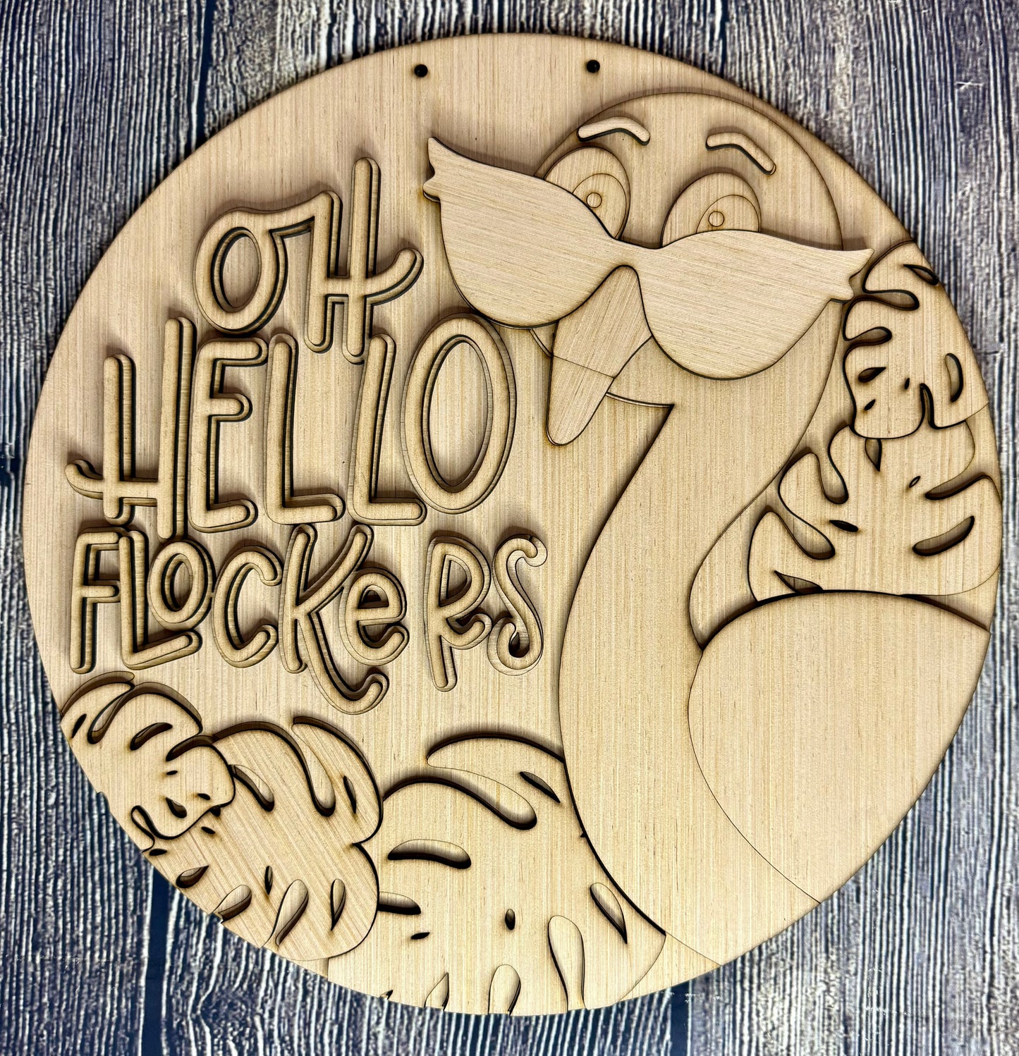 Oh Hello Flamingo Door Hanger Blank