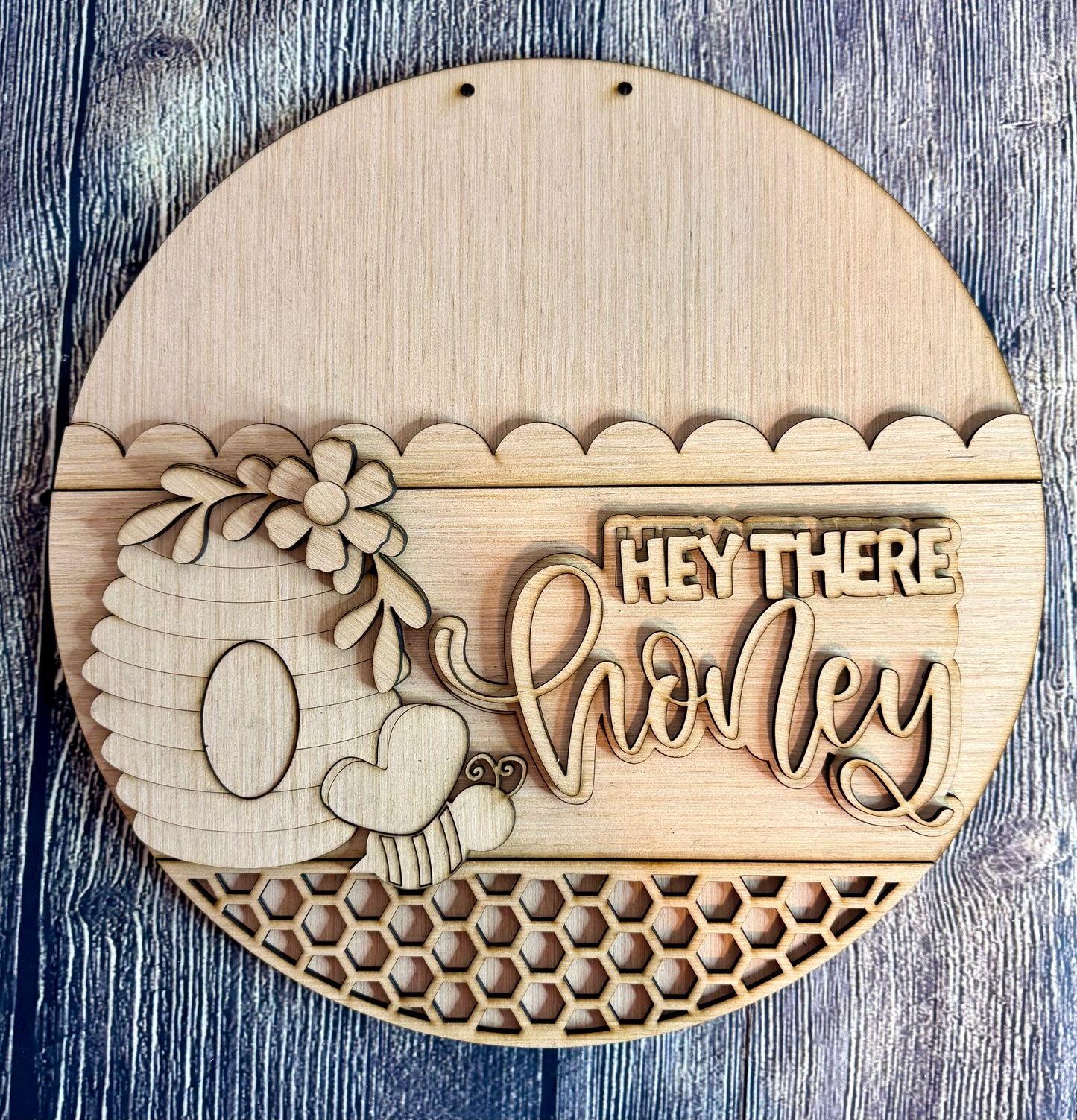 Hey There Honey Bee Spring Wood Door Hanger Blank