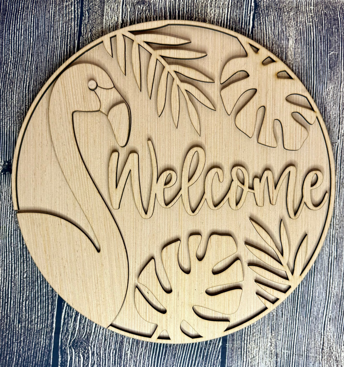 Welcome Flamingo Door Hanger Blank