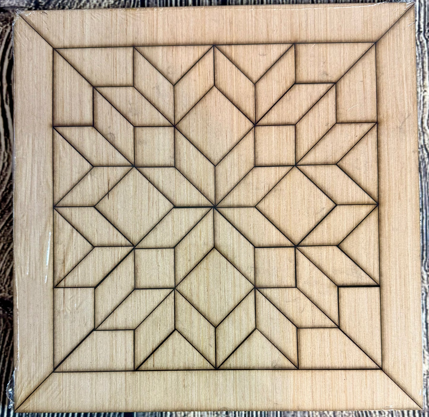 Carpenters Wheel Wood Barn Quilt Block Unfinished