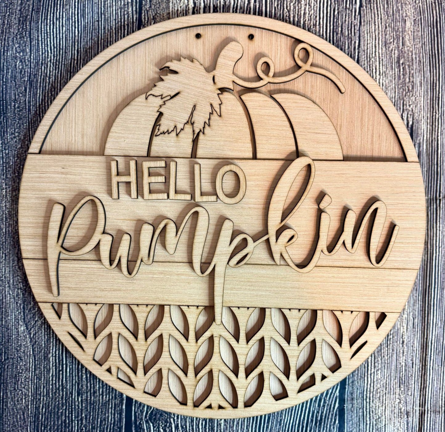 Hello Pumpkin Sweater Design Fall Wood Door Hanger Blank
