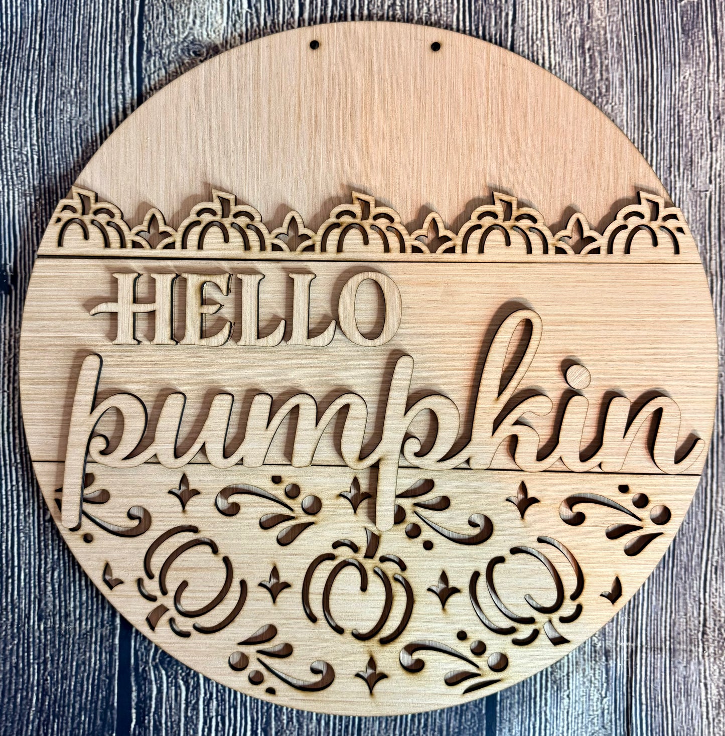 Hello Pumpkin Elegant Design Fall Wood Door Hanger Blank