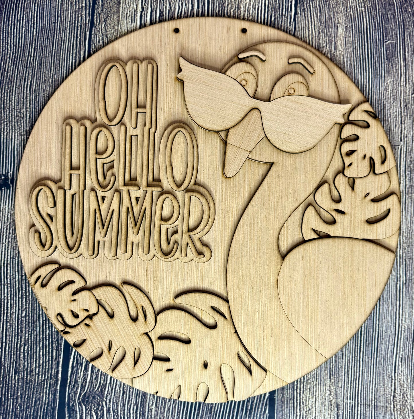 Oh Hello Flamingo Door Hanger Blank