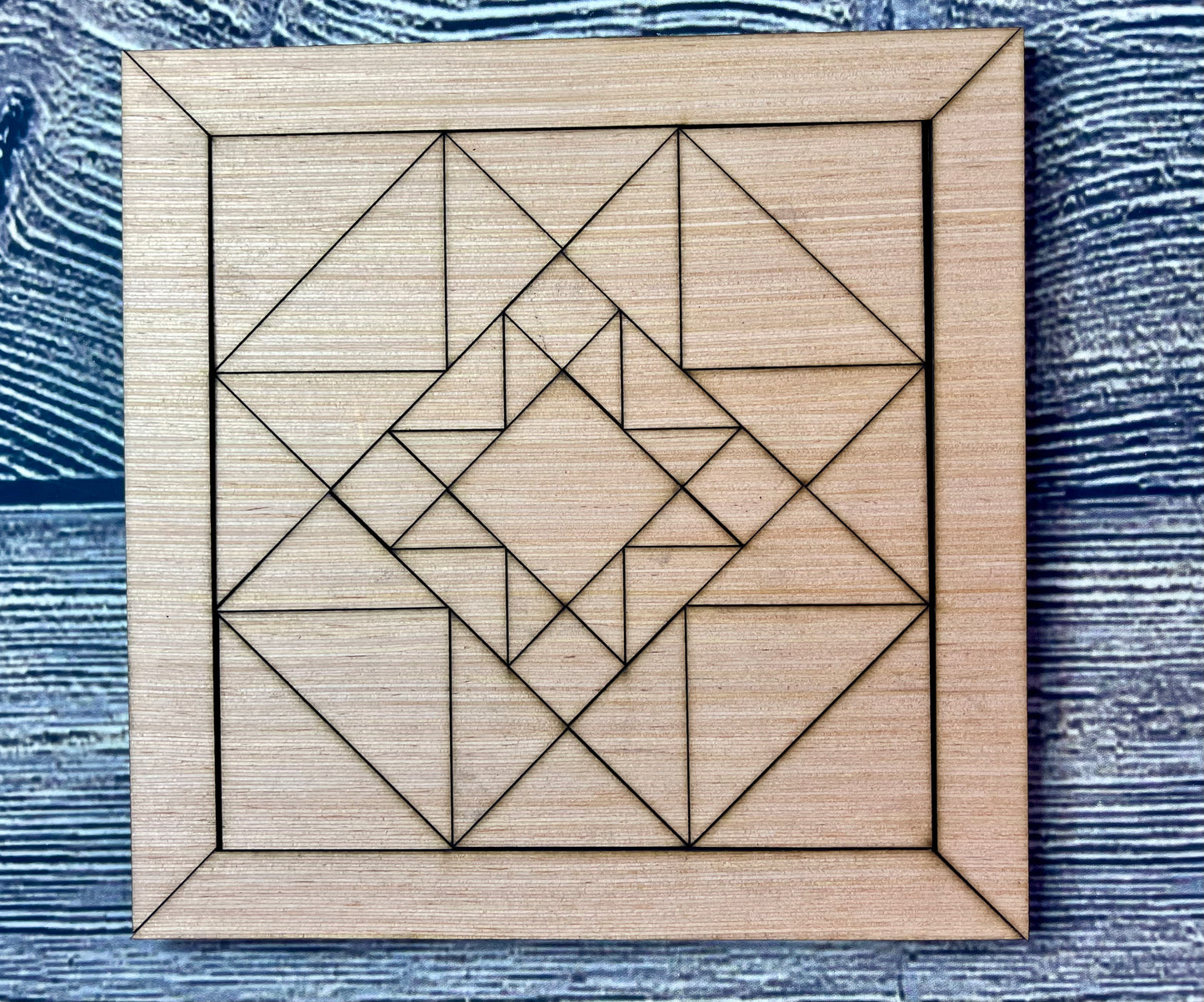 Folded Corner Star Wood Barn Quilt Block Unfinished