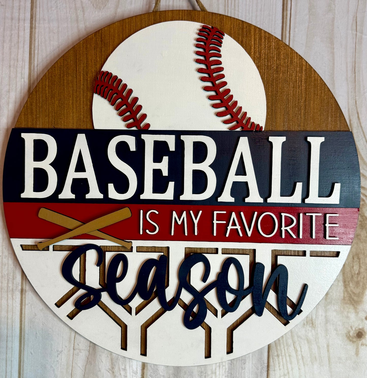 Baseball is My Favorite Season Sports Wood Door Hanger