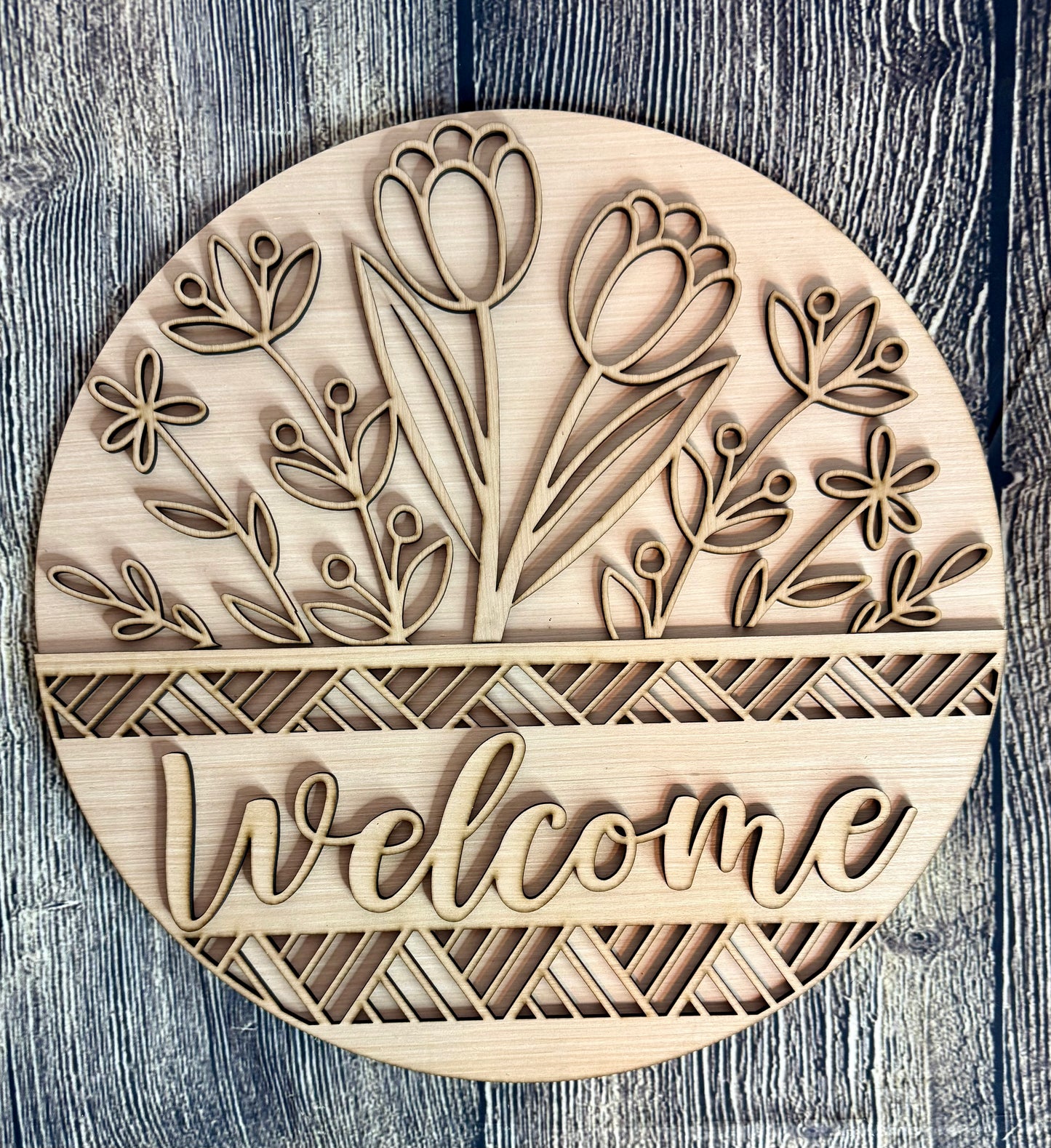Spring Floral Welcome Door Hanger Blank