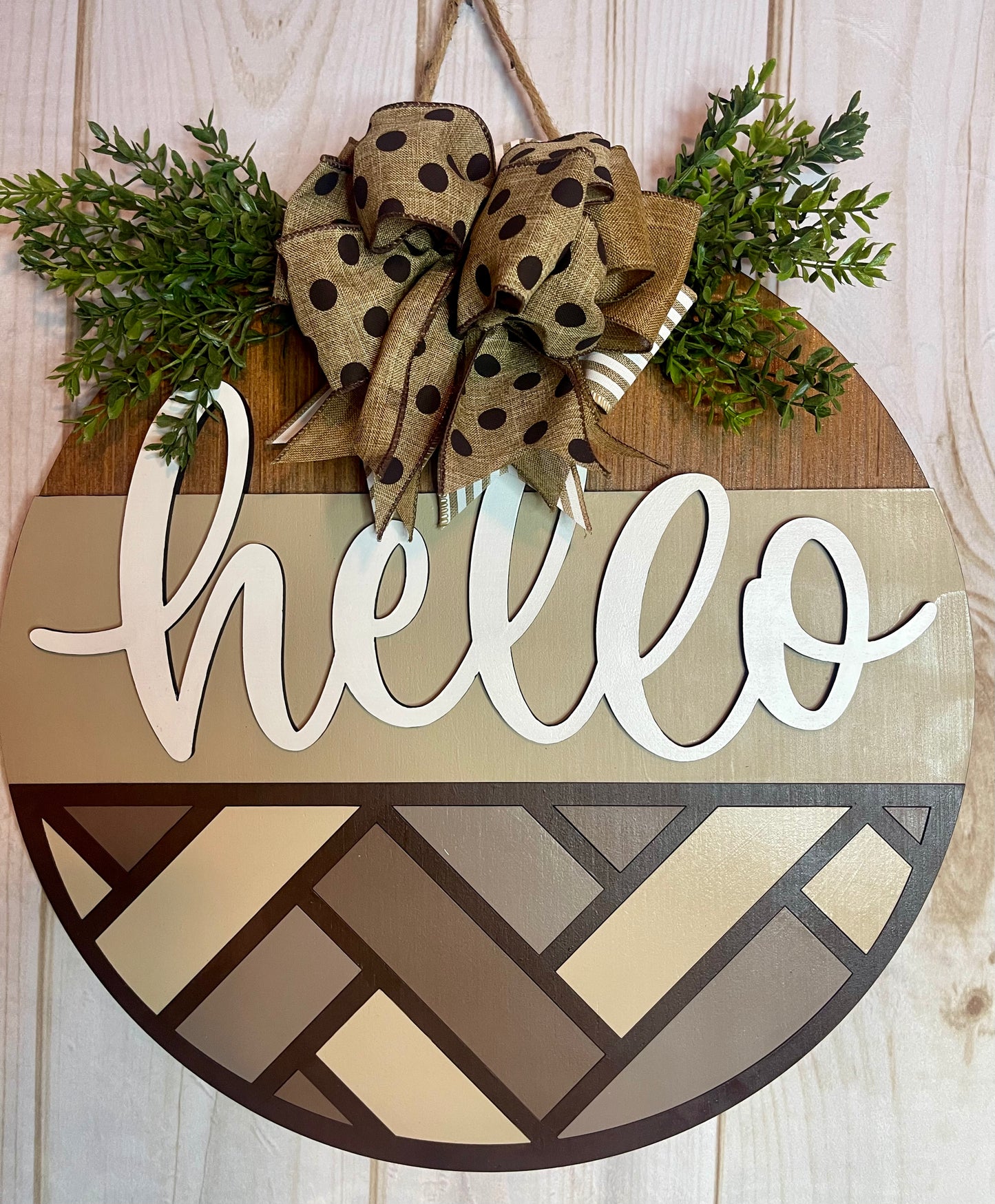 Geometric Hello Boho Wood Door Hanger