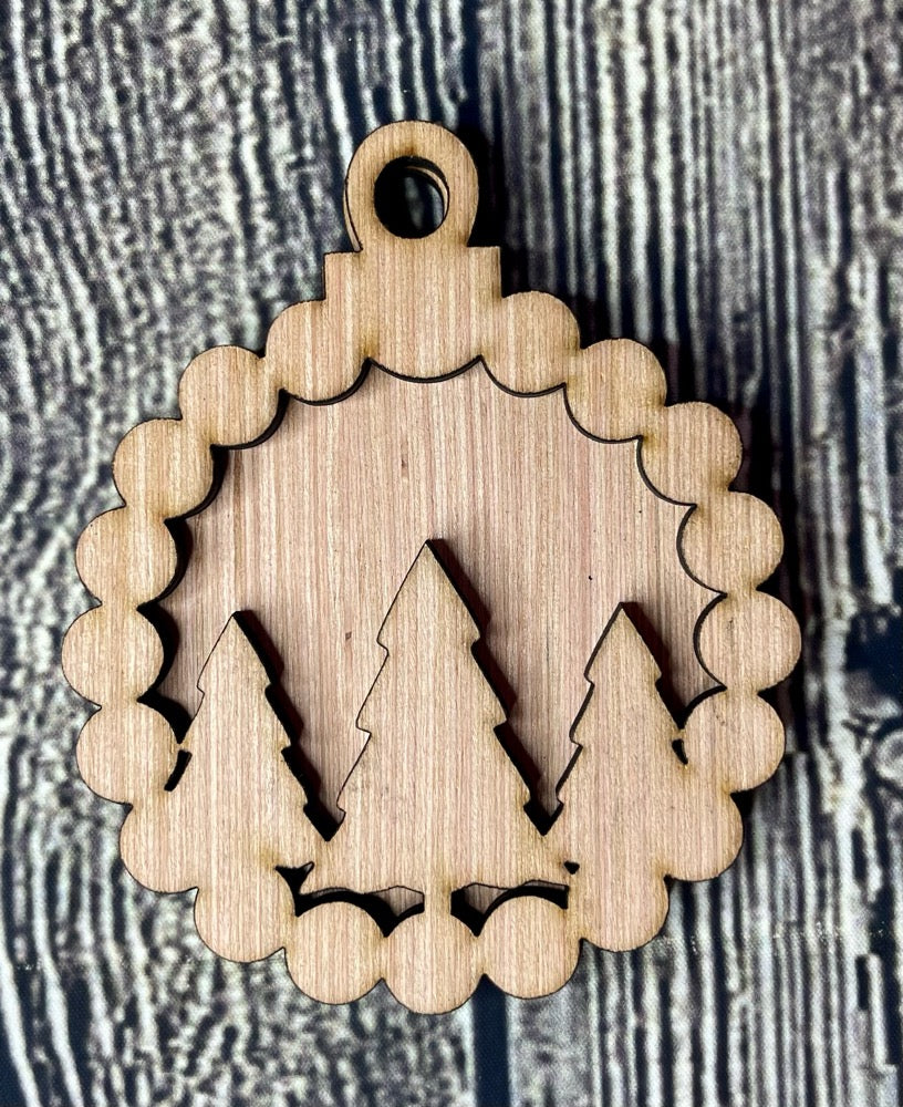 Wreath Christmas Unfinished Wood Ornament