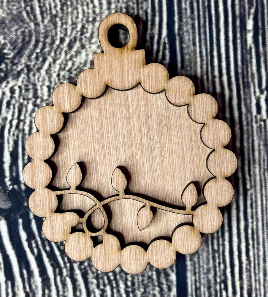 Wreath Christmas Unfinished Wood Ornament