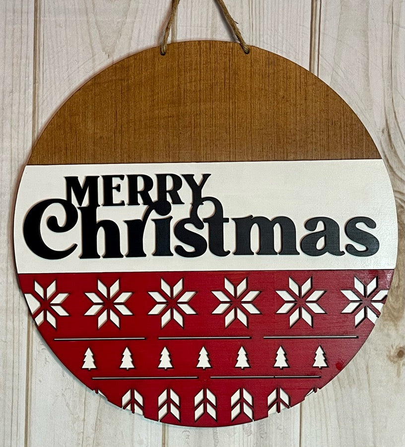 Merry Christmas Nordic Design Wood Door Hanger