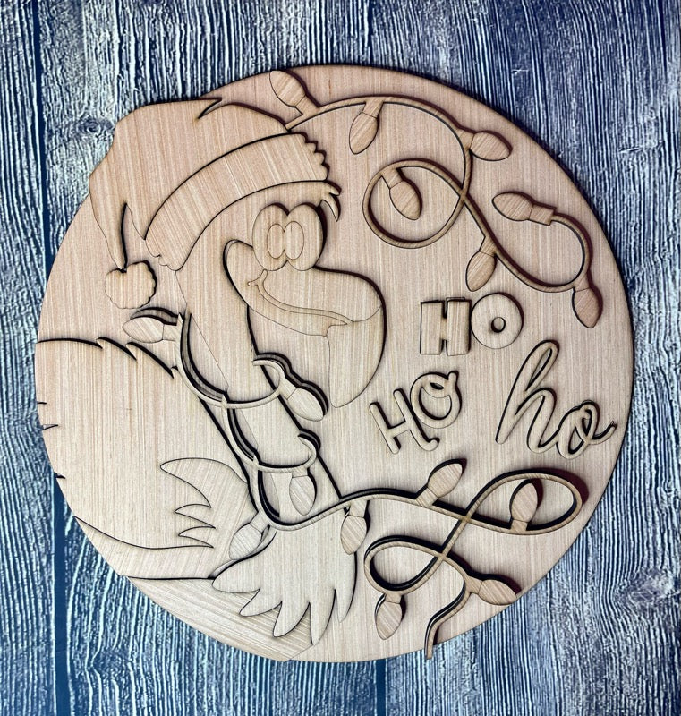 Flamingo Christmas Wood Door Hanger Blank