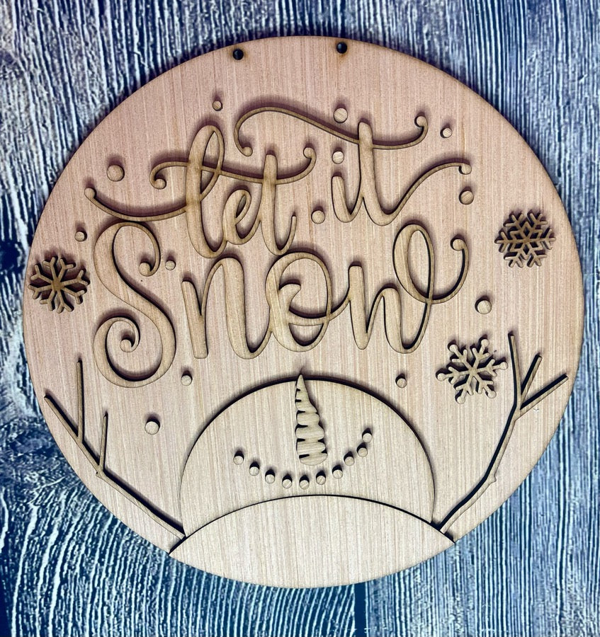 Let it Snow Wood Door Hanger Blank