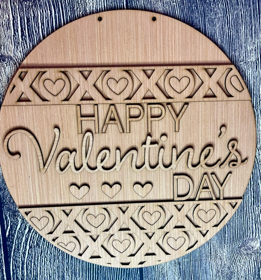 Happy Valentine's Day XO Wood Door Hanger Blank