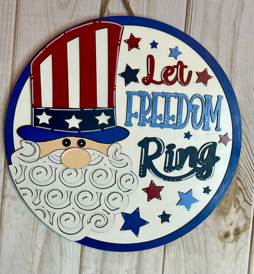 Let Freedom Ring Patriotic Wood Door Hanger