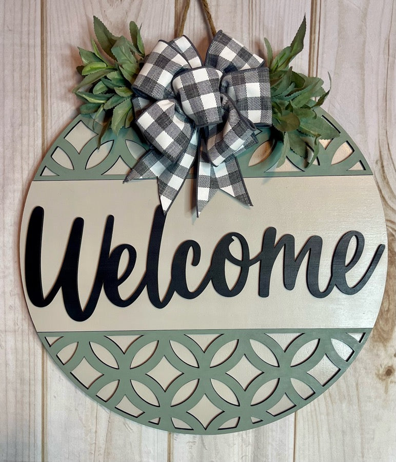 Welcome Modern Geometric Boho Wood Door Hanger