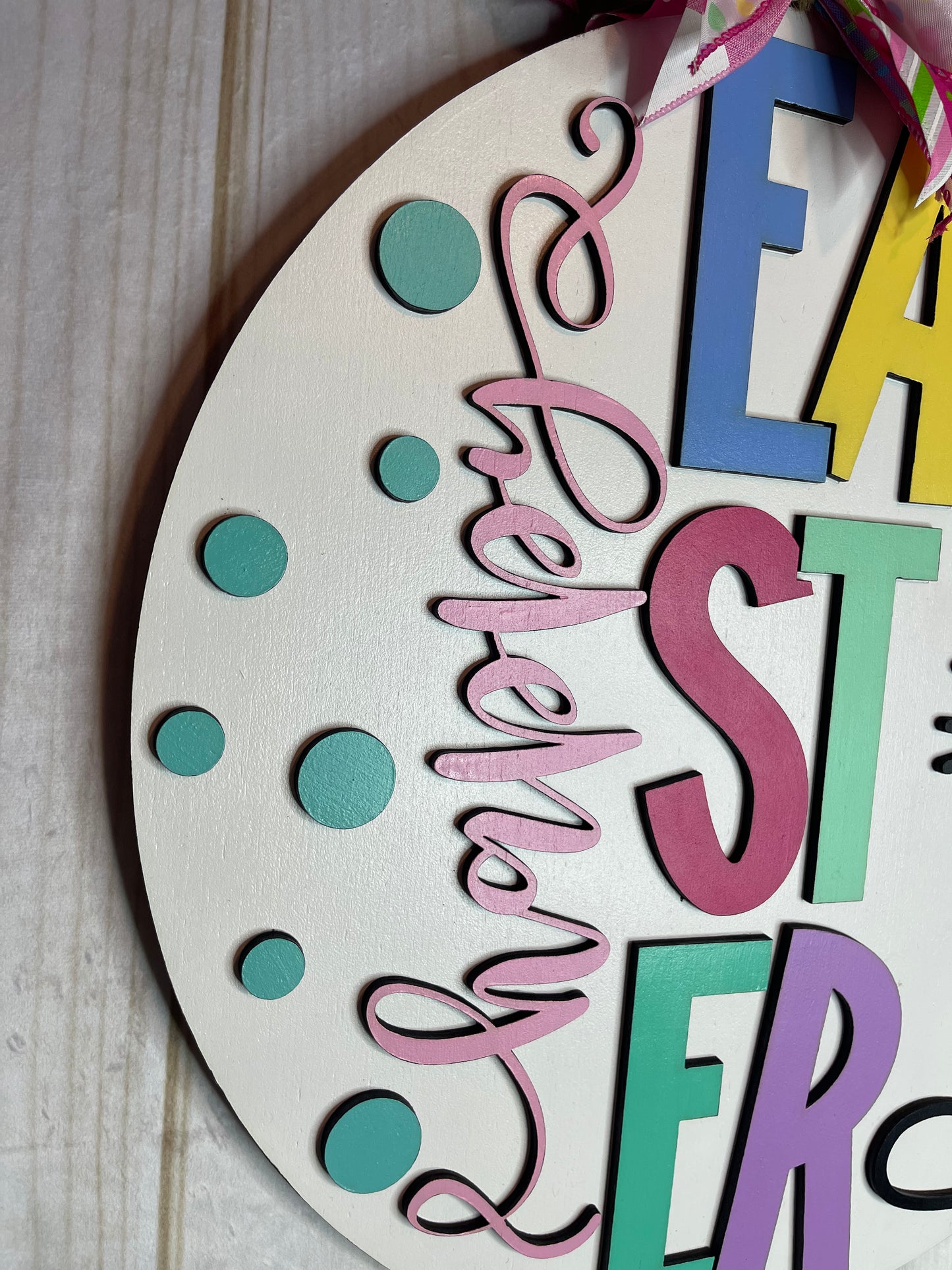 Happy Easter Bunny Wood Door Hanger