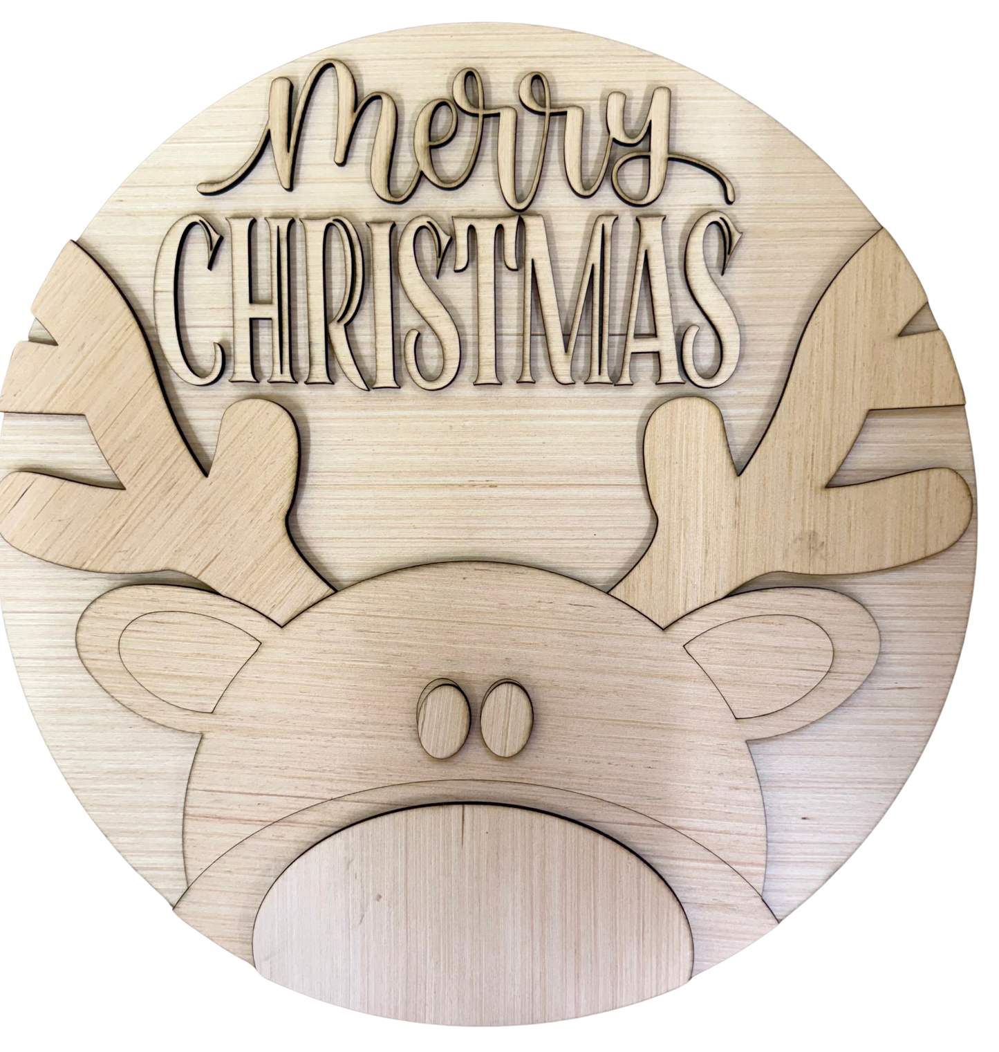 Merry Christmas Reindeer Wood Christmas Blank