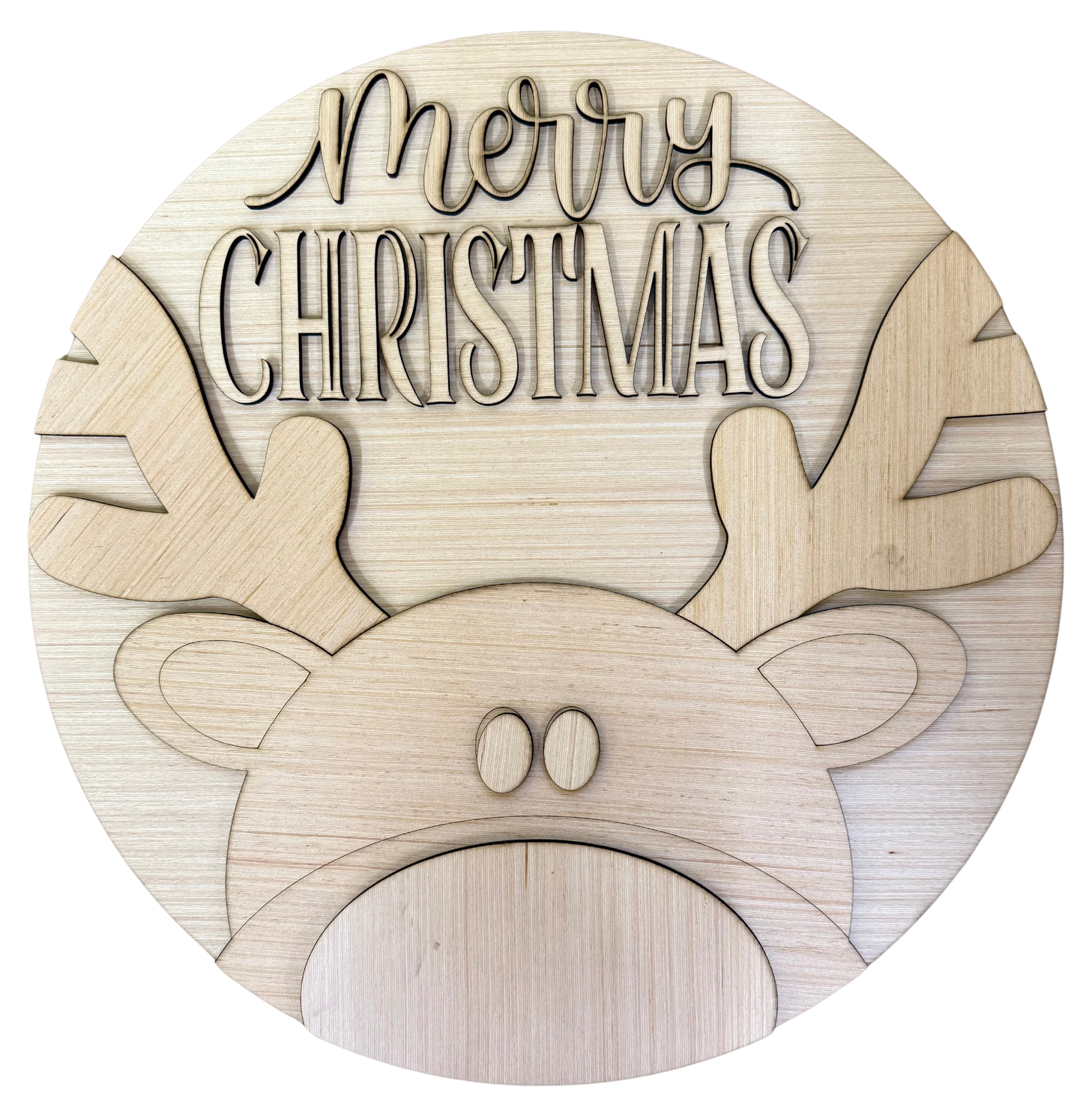 Merry Christmas Reindeer Wood Christmas Blank