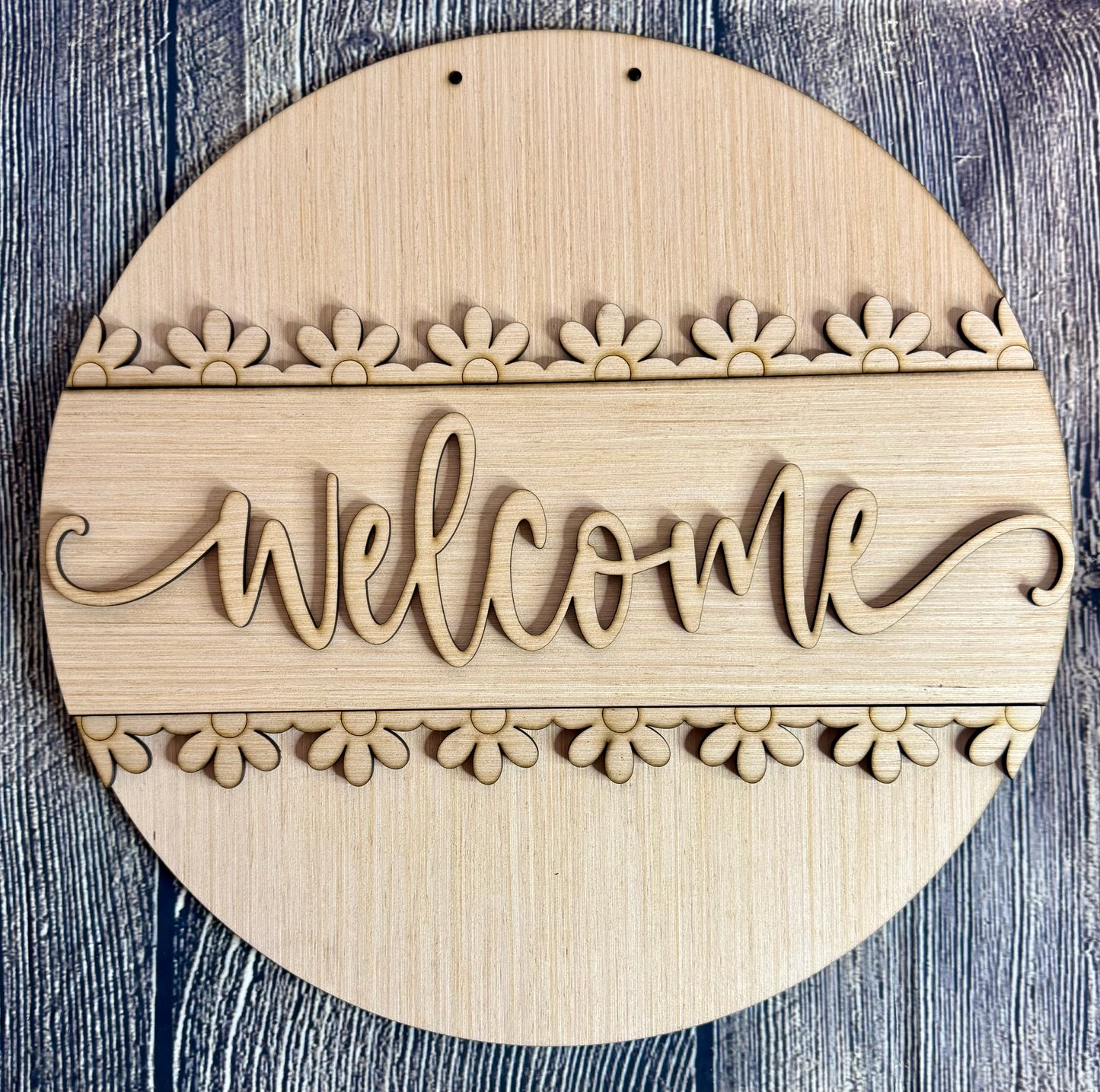 Hello Daisy Welcome Wood Door Hanger Blank
