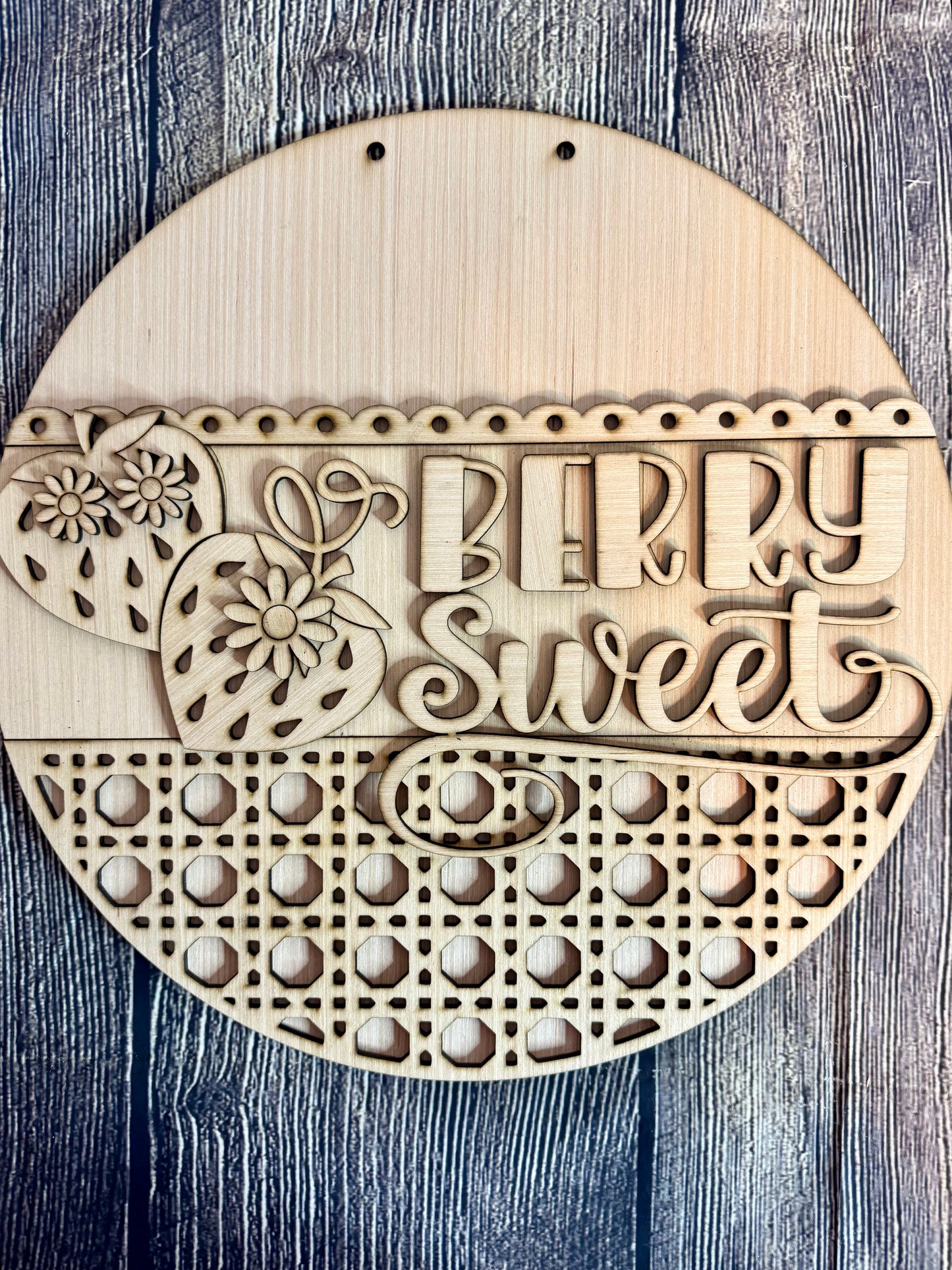 Berry Sweet Strawberry Summer Wood Door Hanger Blank