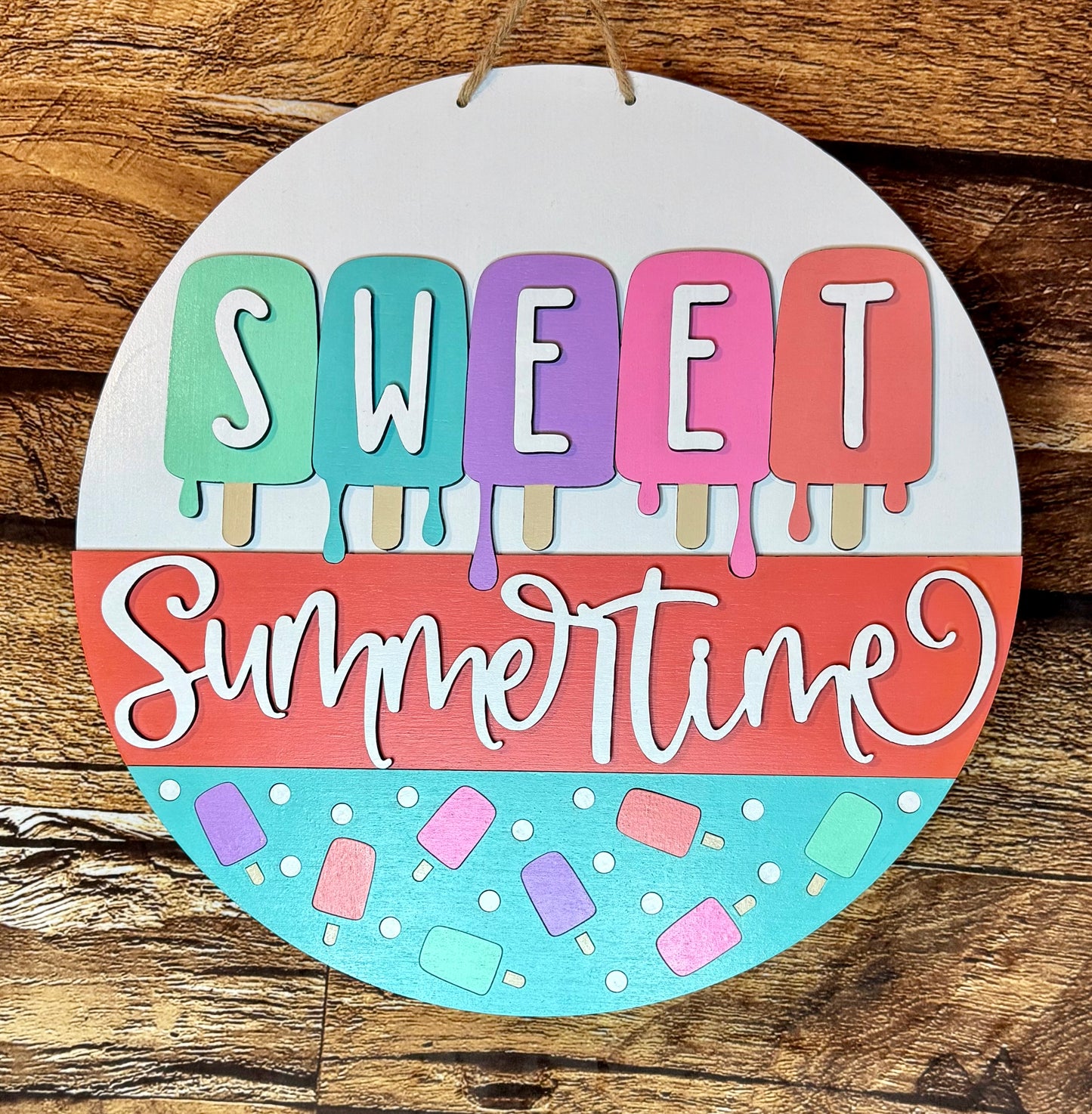Sweet Summertime Popsicle Wood Door Hanger