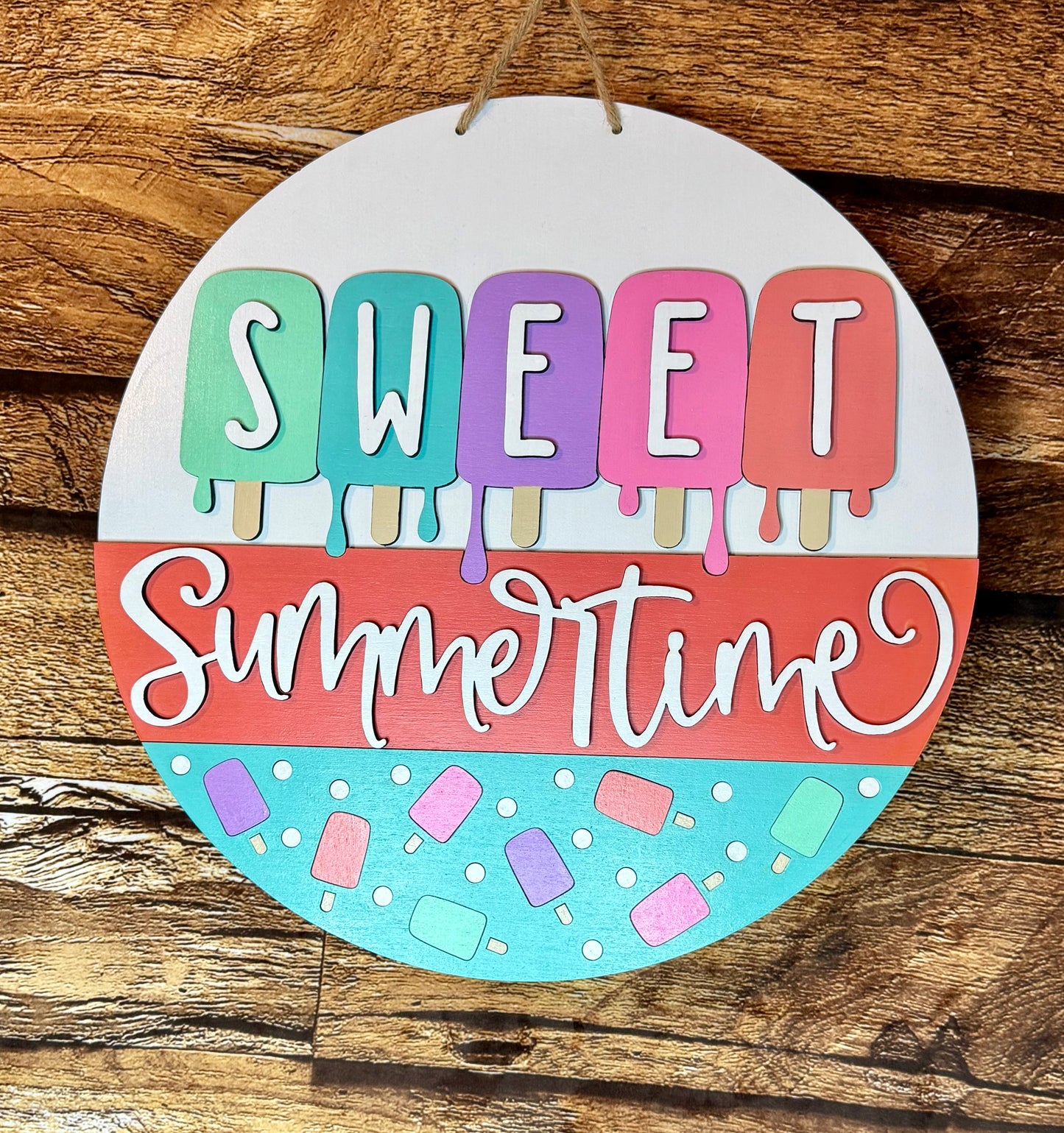 Sweet Summertime Popsicle Wood Door Hanger