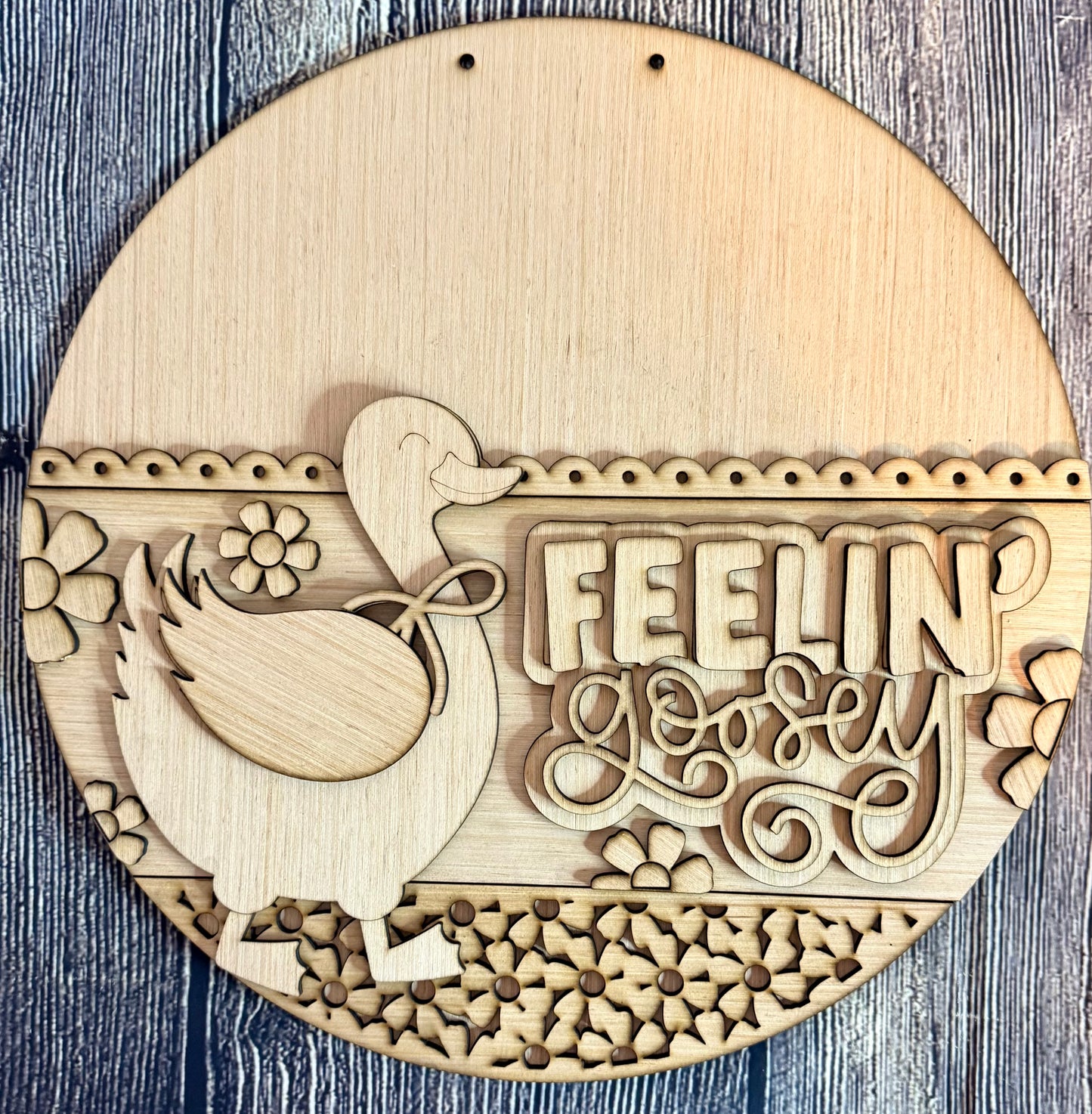 Feelin Goosey Silly Goose Wood Door Hanger Blank
