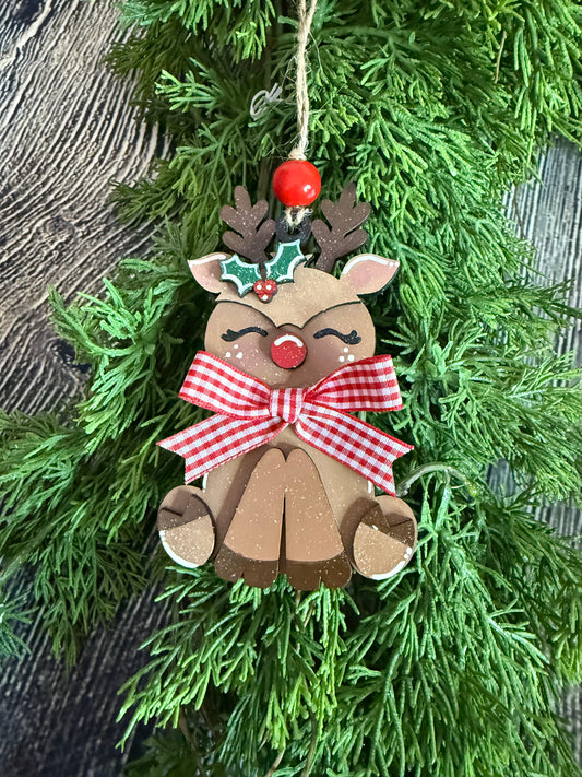 Sitting Reindeer Christmas Ornament
