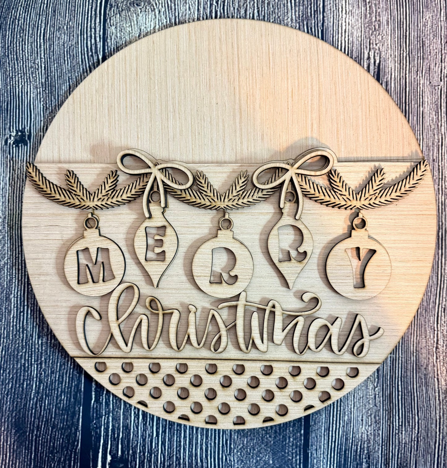 Merry Christmas Garland Round Door Hanger Blank