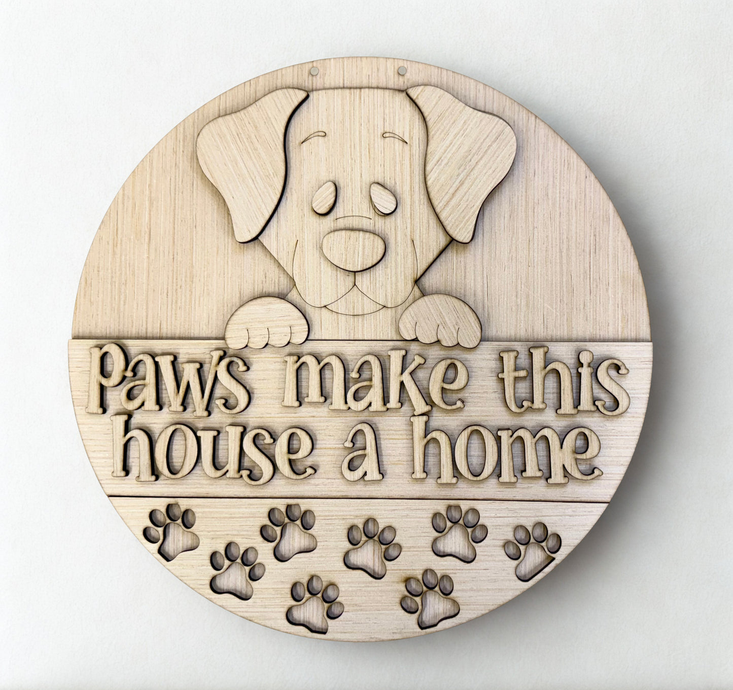 Welcome Paws Dog Wood Door Hanger Blank