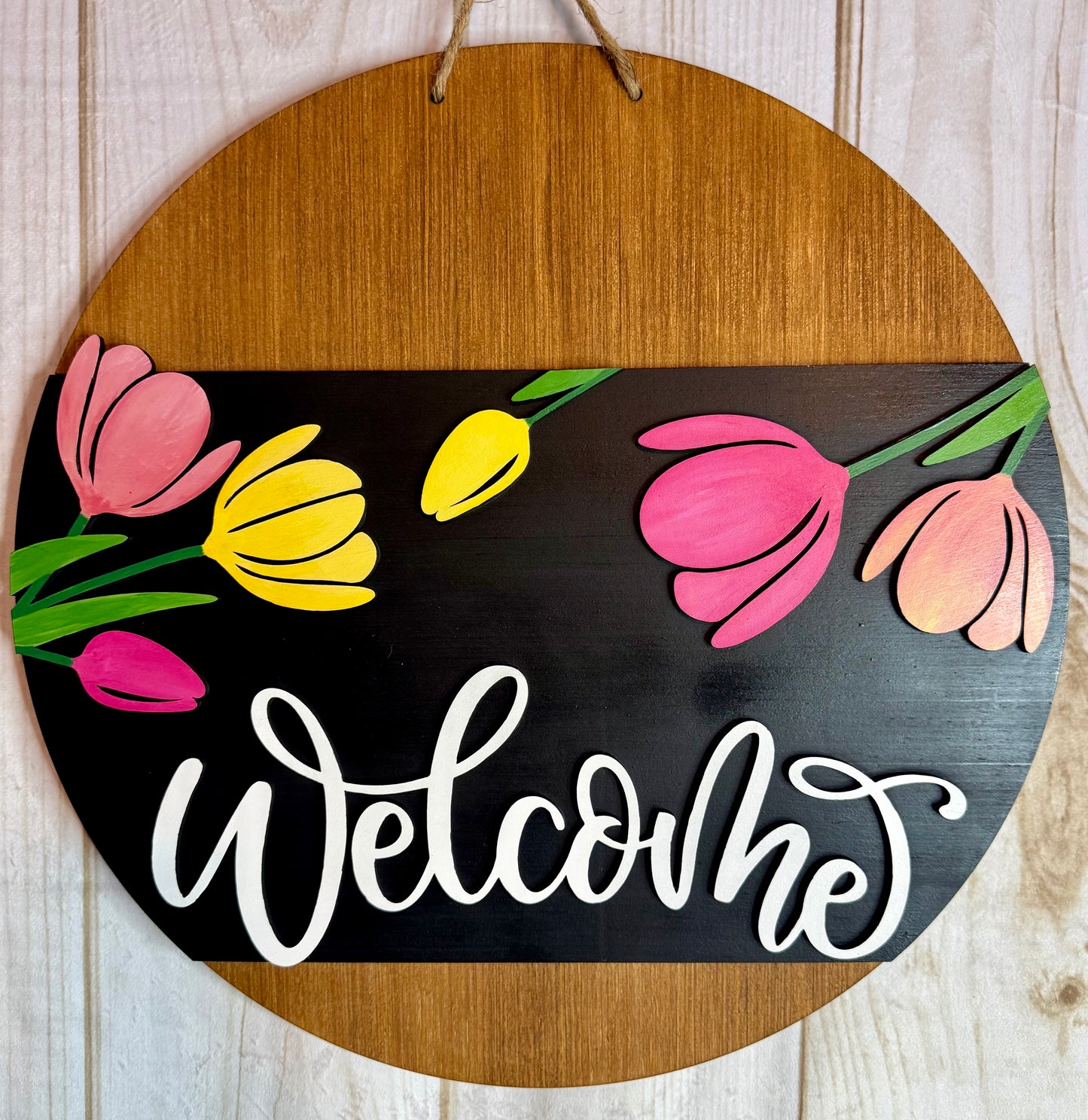 Spring Tulips Welcome Door Hanger