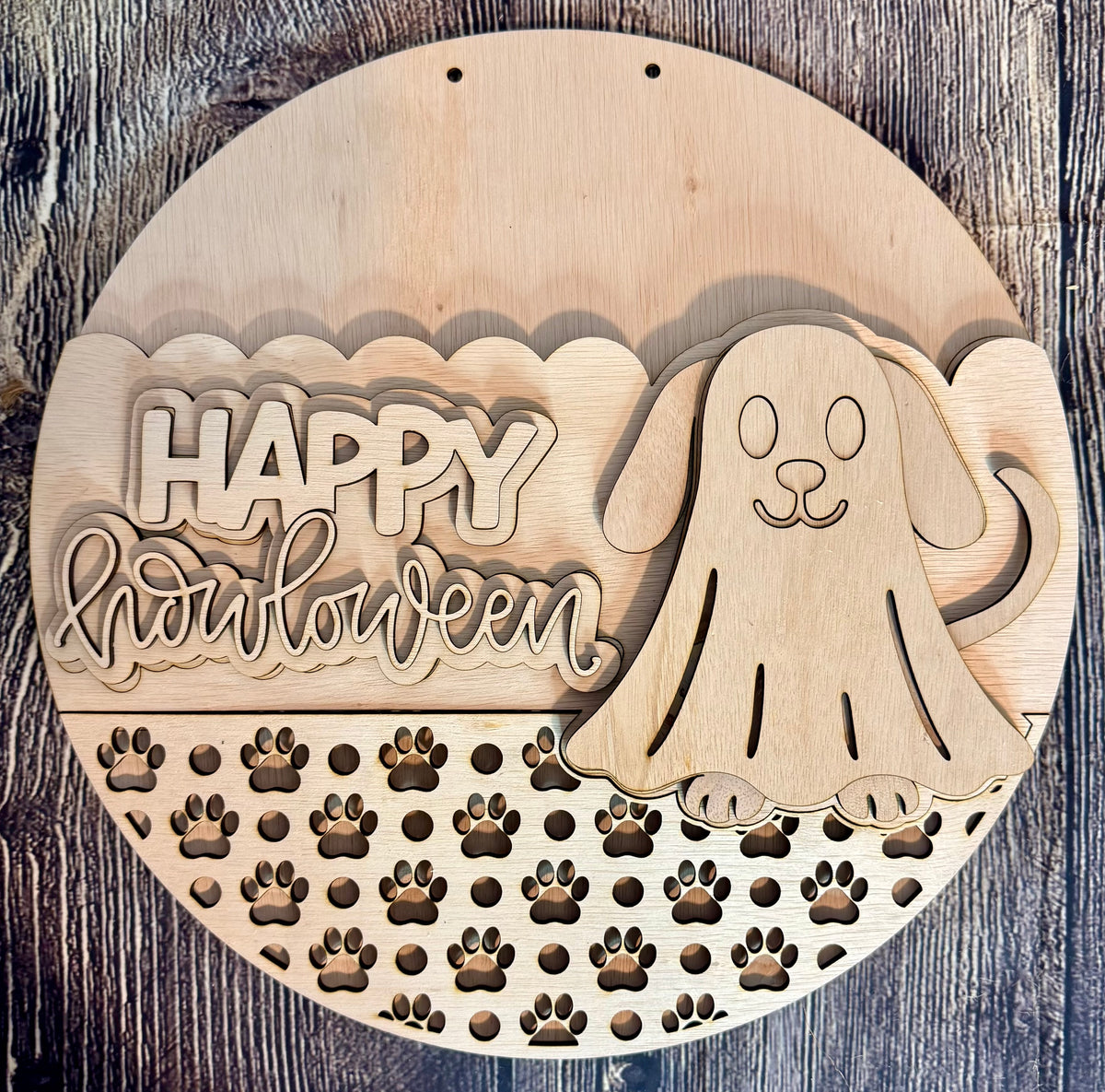 Happy Halloween Dog Wood Door Hanger Blank