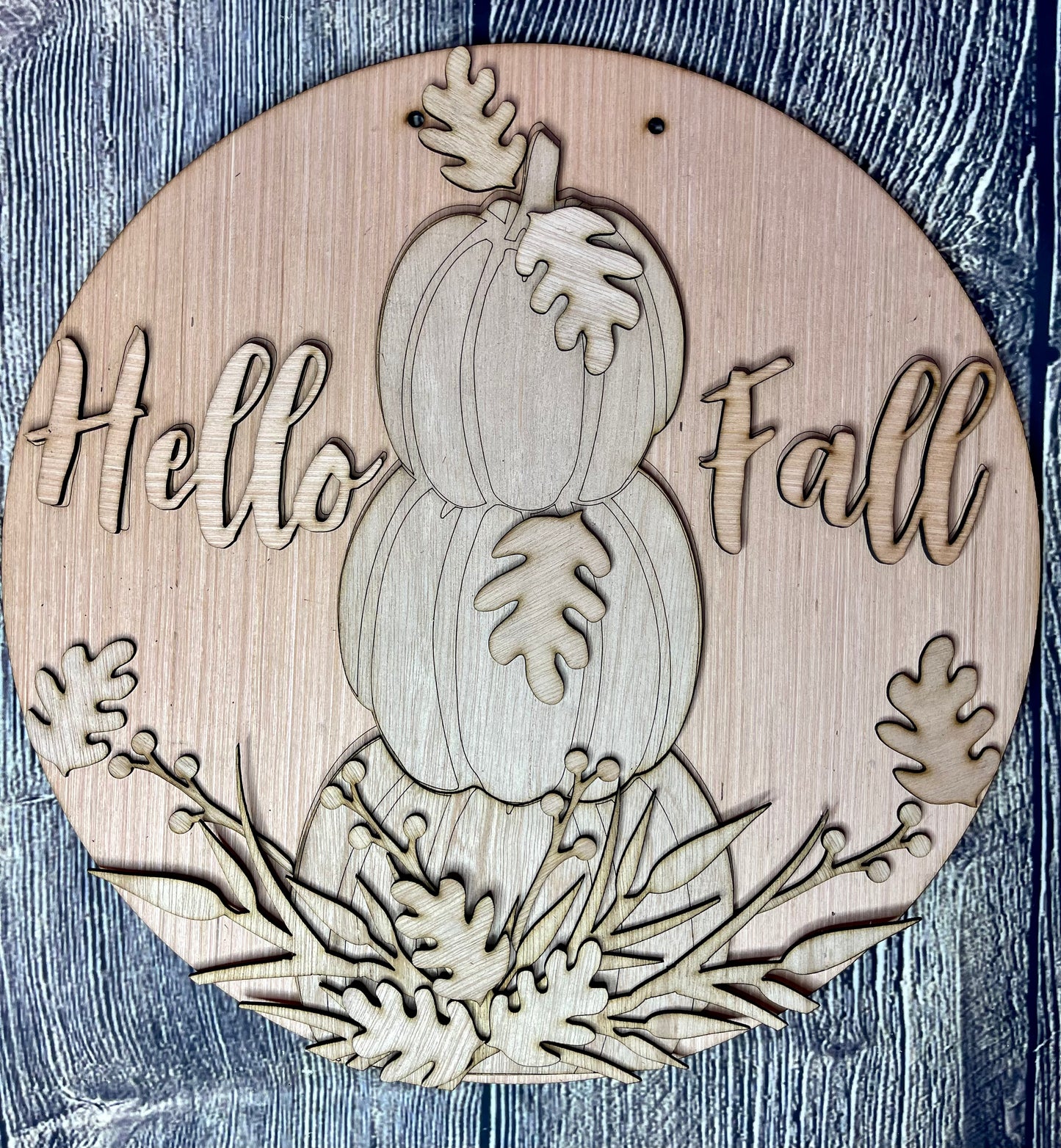 Hello Fall Pumpkin Wood Door Hanger Blank