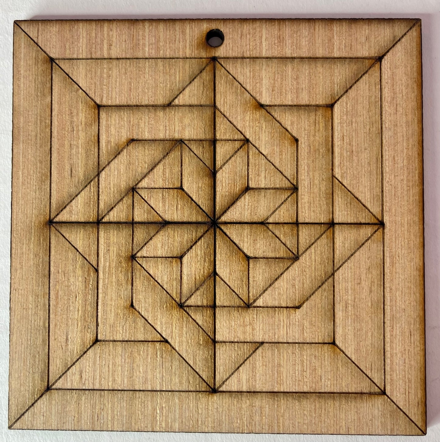 Barn Quilt Square Knot Design Unfinished Christmas Ornament