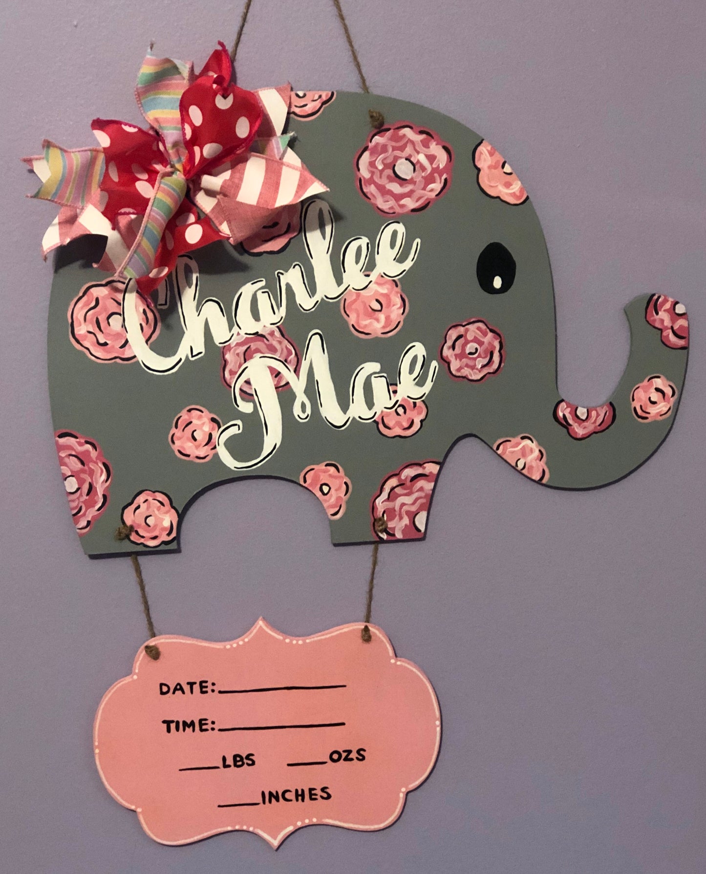 Elephant Birth Announcement Girl