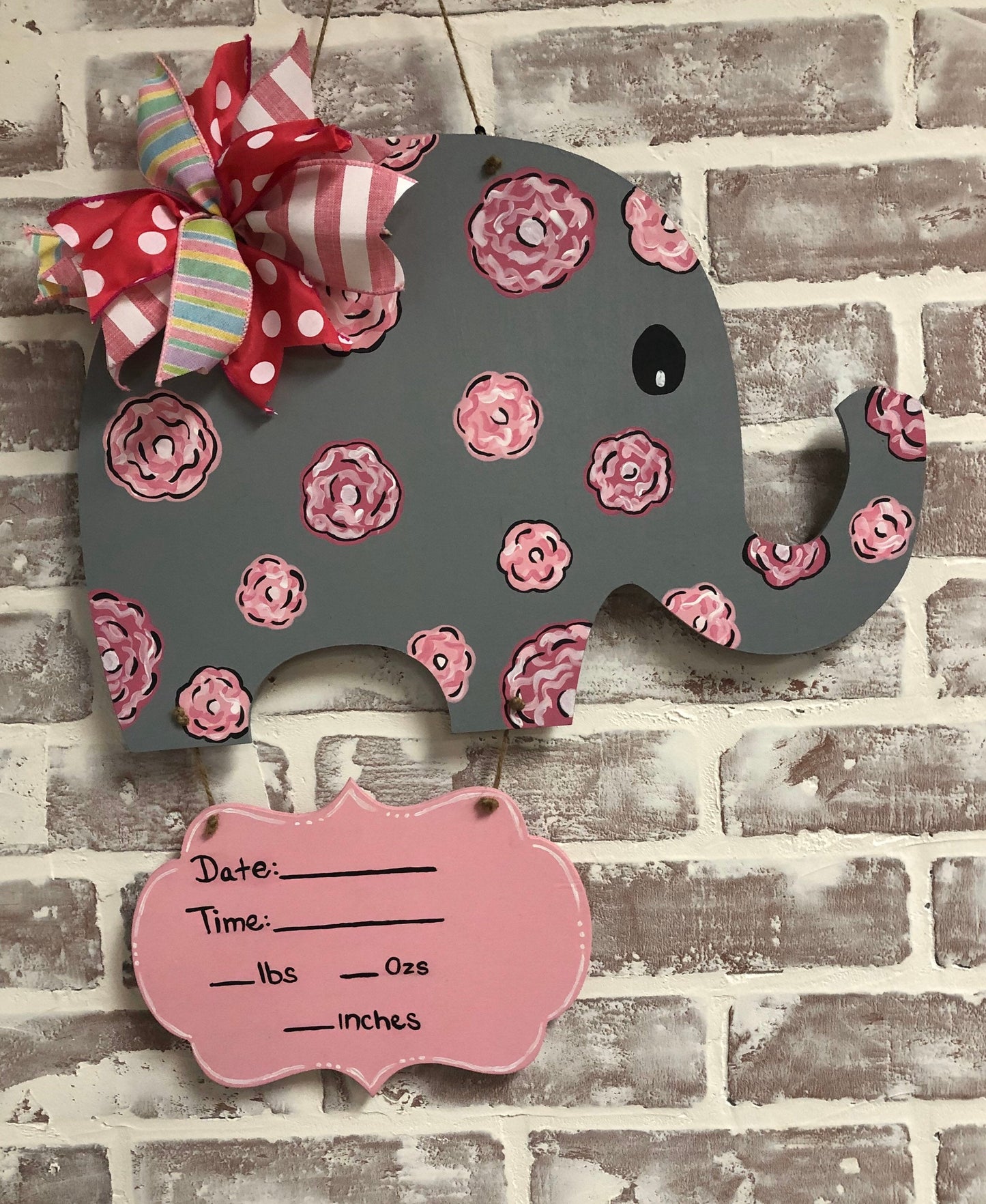 Elephant Birth Announcement Girl