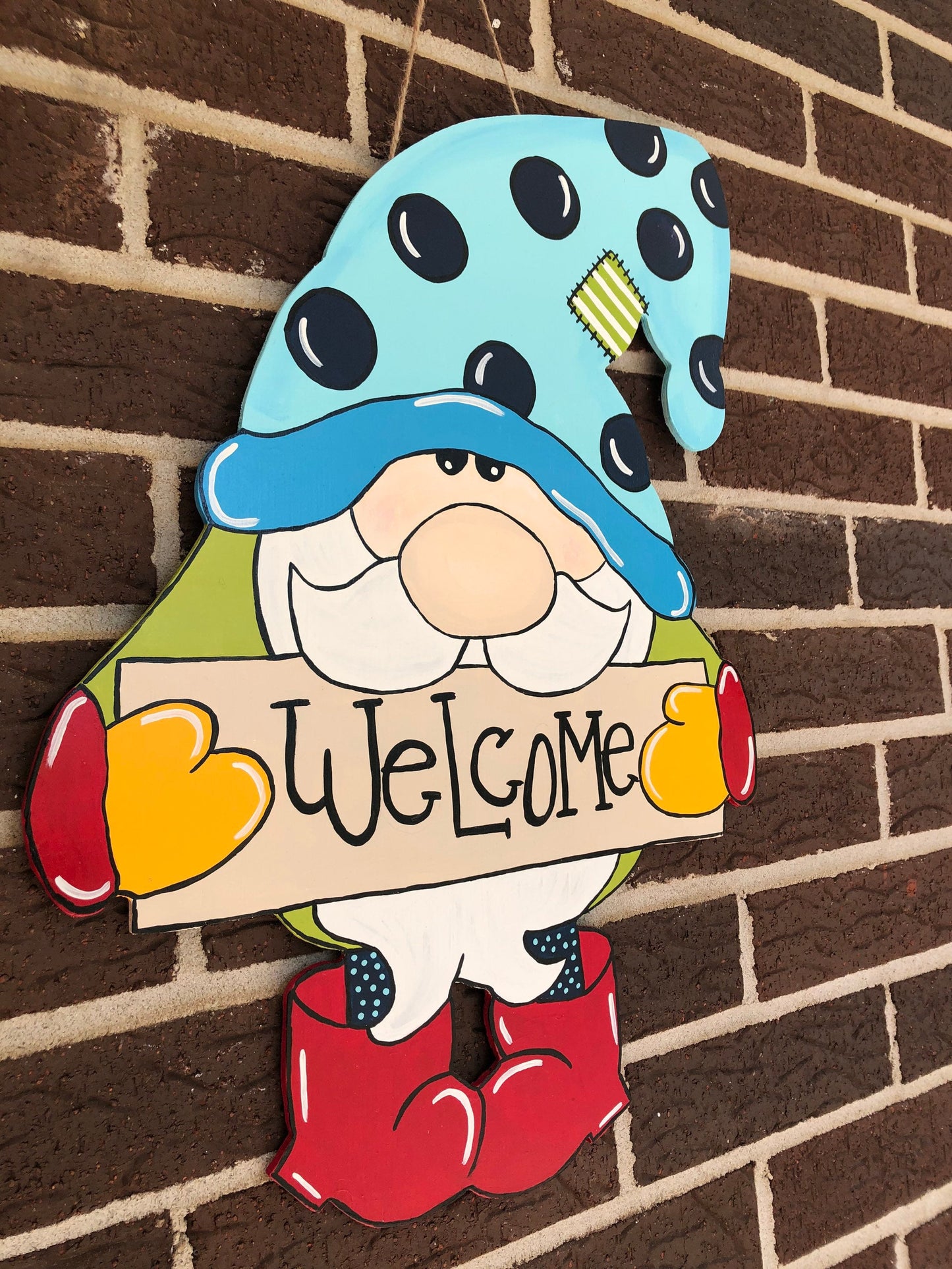 Gnome Welcome Wood Door Hanger