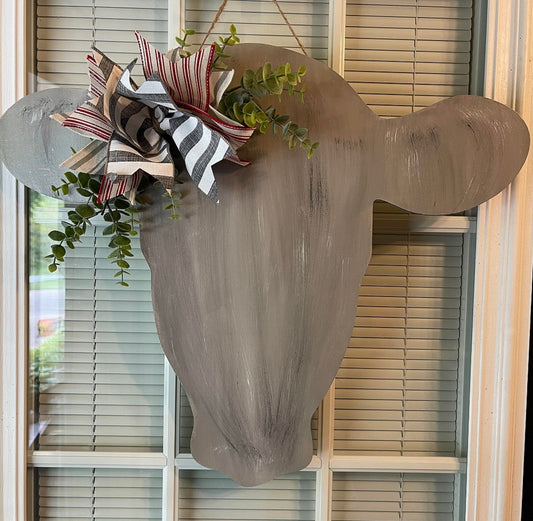 Cow Head Door Hanger - Rustic Cow Door Hanger - Farmhouse Decor