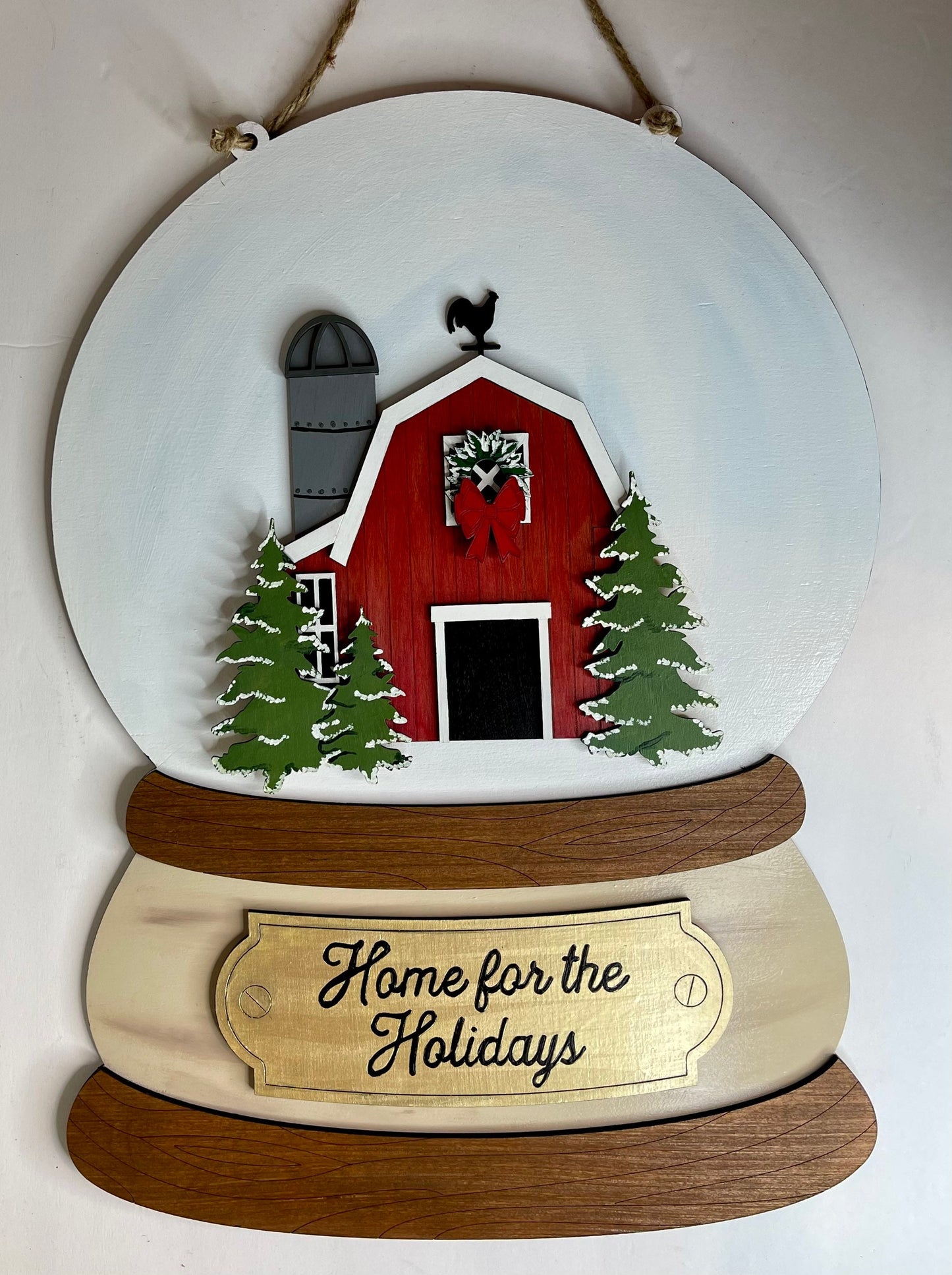 Snow Globe Barn Christmas Door Hanger - Christmas Door Hanger