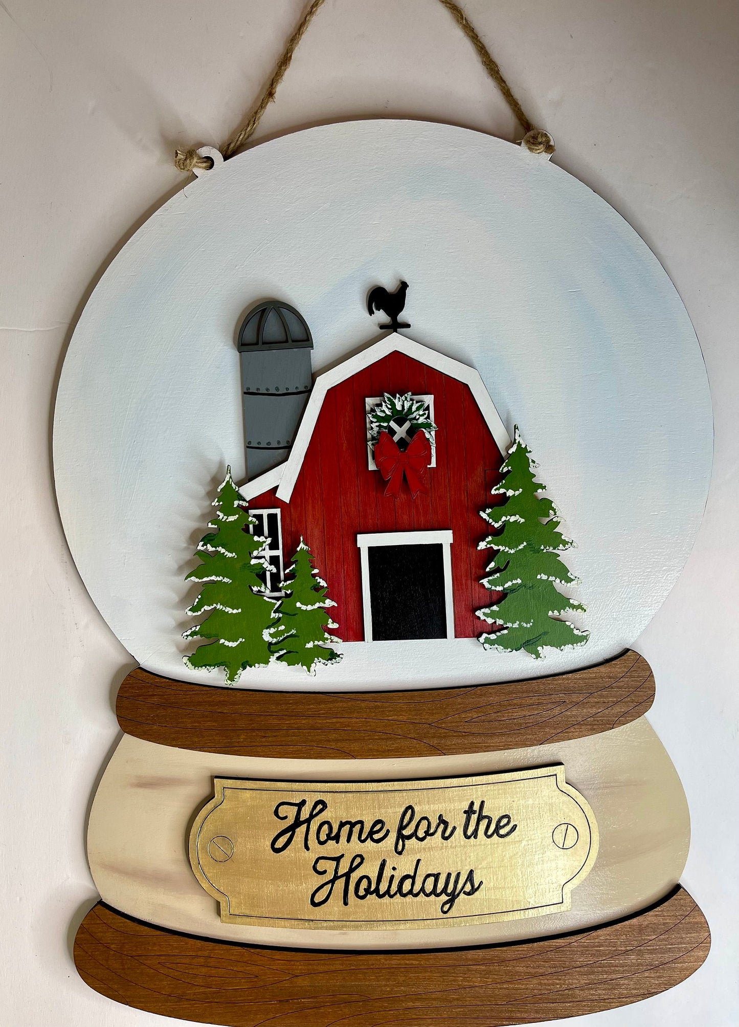 Snow Globe Barn Christmas Door Hanger - Christmas Door Hanger